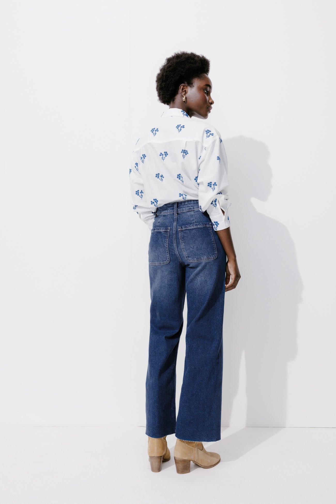 High-waist wideleg jeans - Medium denim