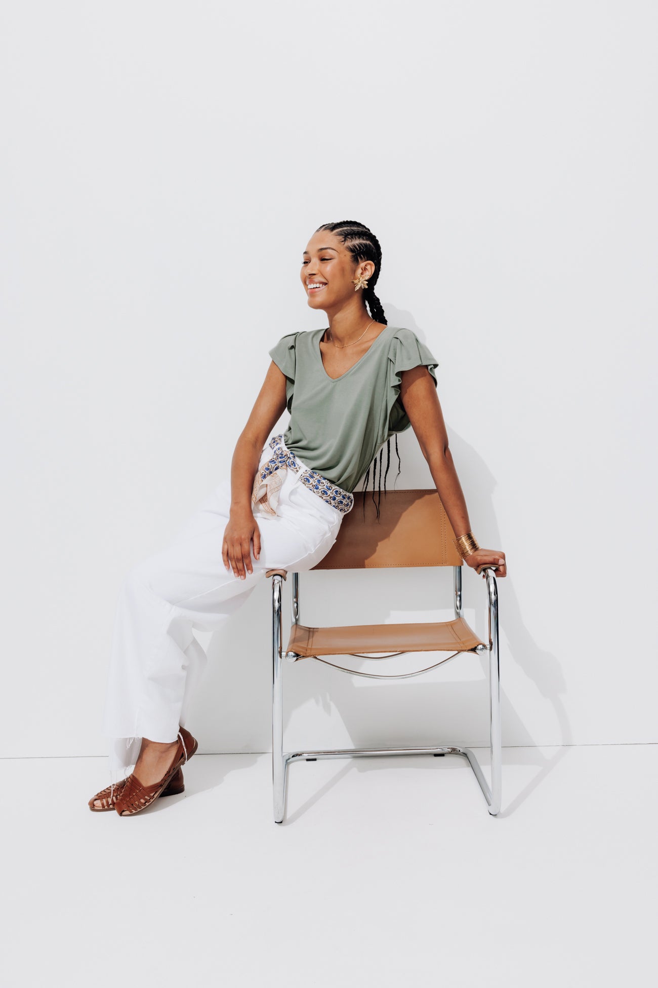 Frilly sleeved t-shirt - Light green