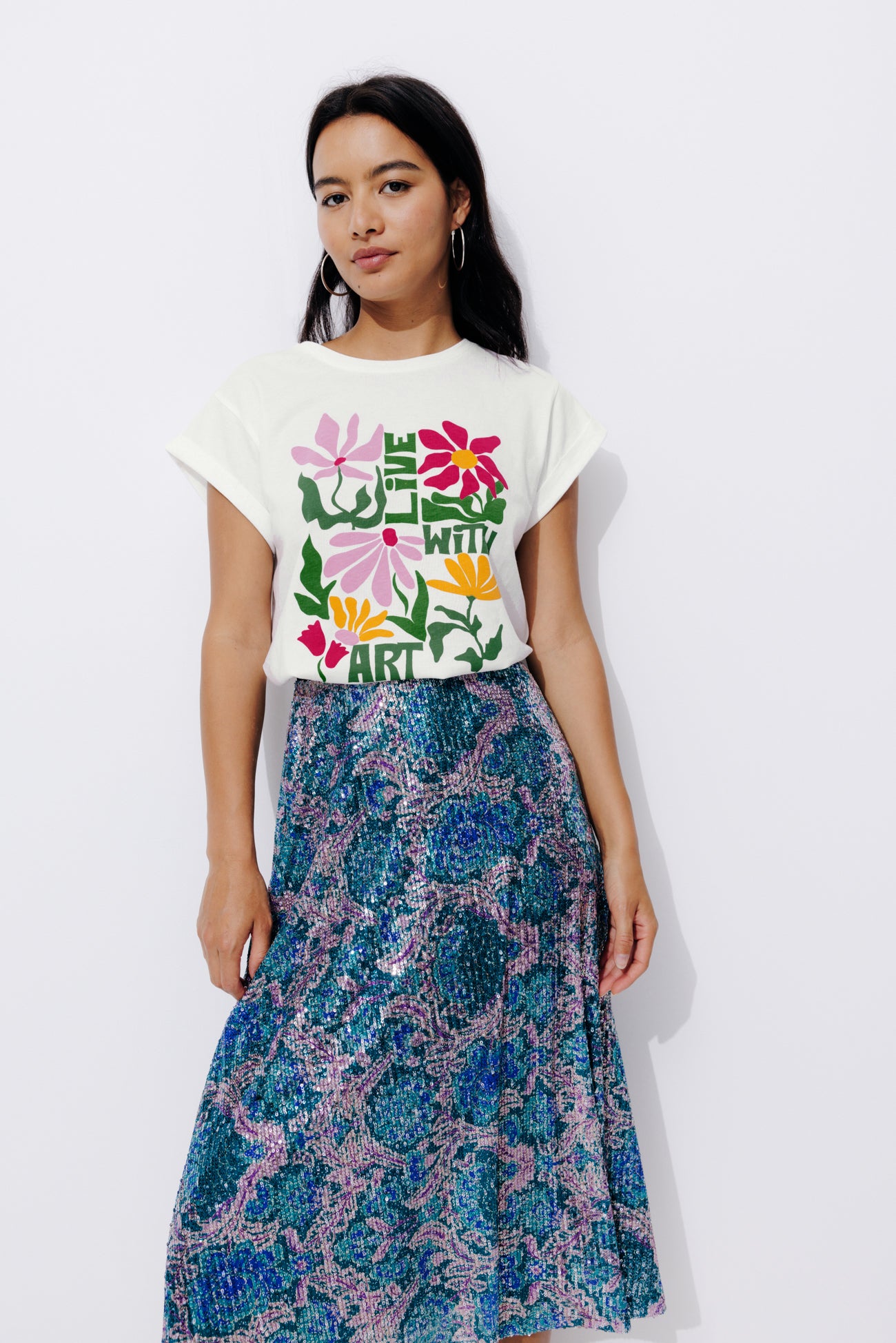 Slogan t-shirt - Ecru print