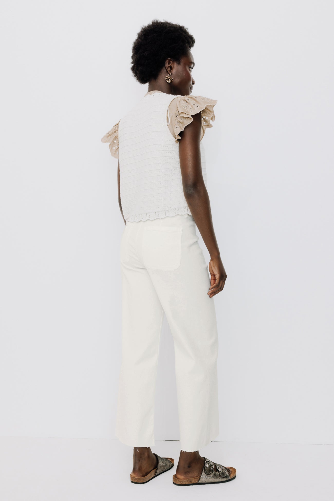 High-waist wideleg trousers - Beige