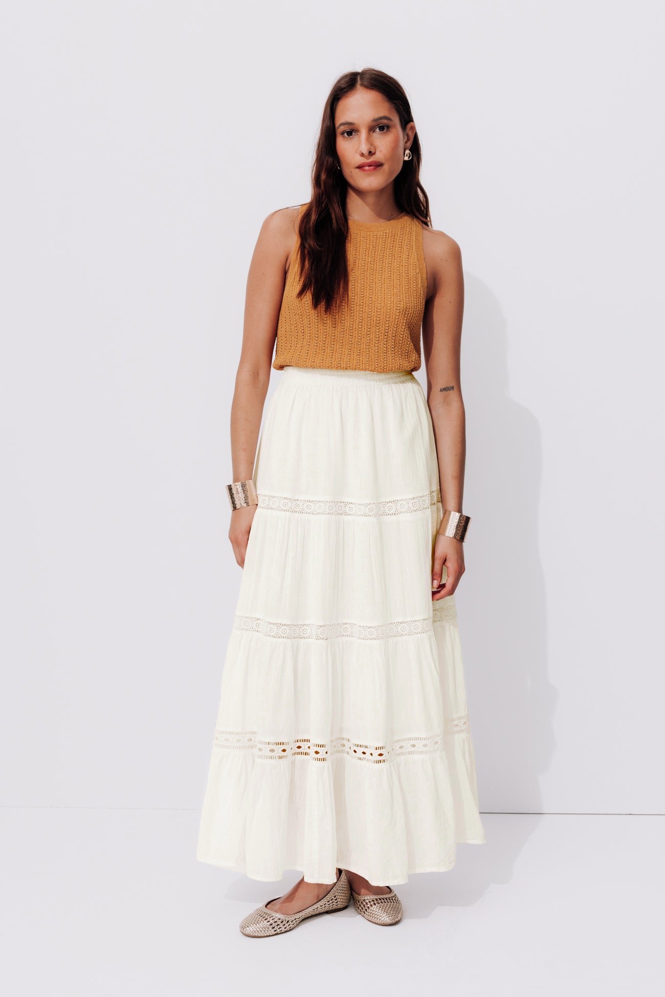 Long frilly skirt - Ecru