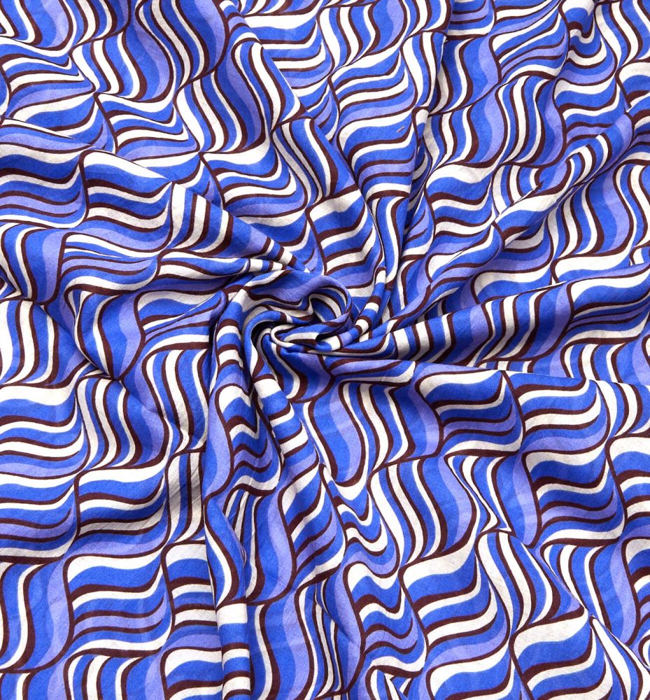 2m cotton voile fabric cut - Blue print
