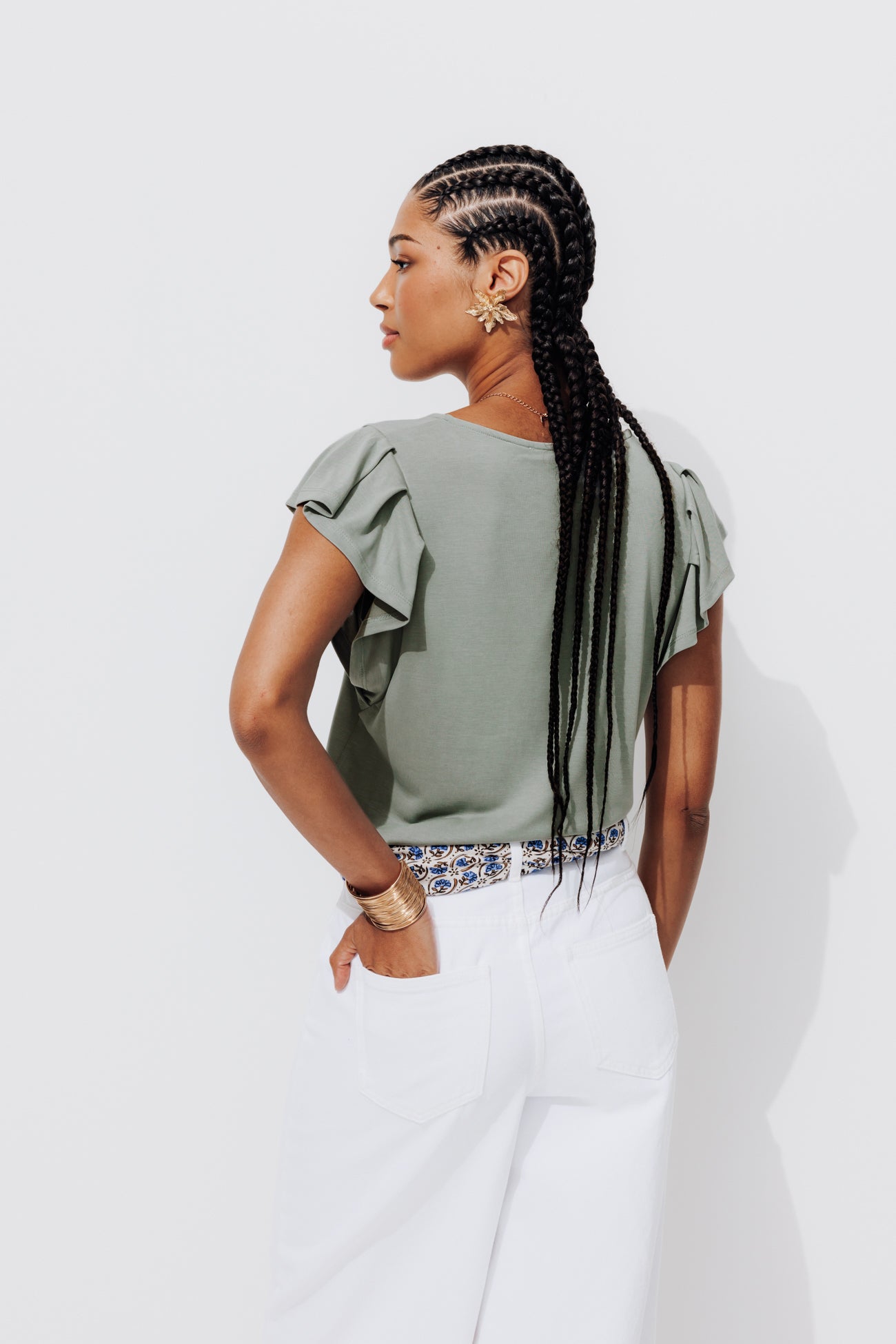 Frilly sleeved t-shirt - Light green