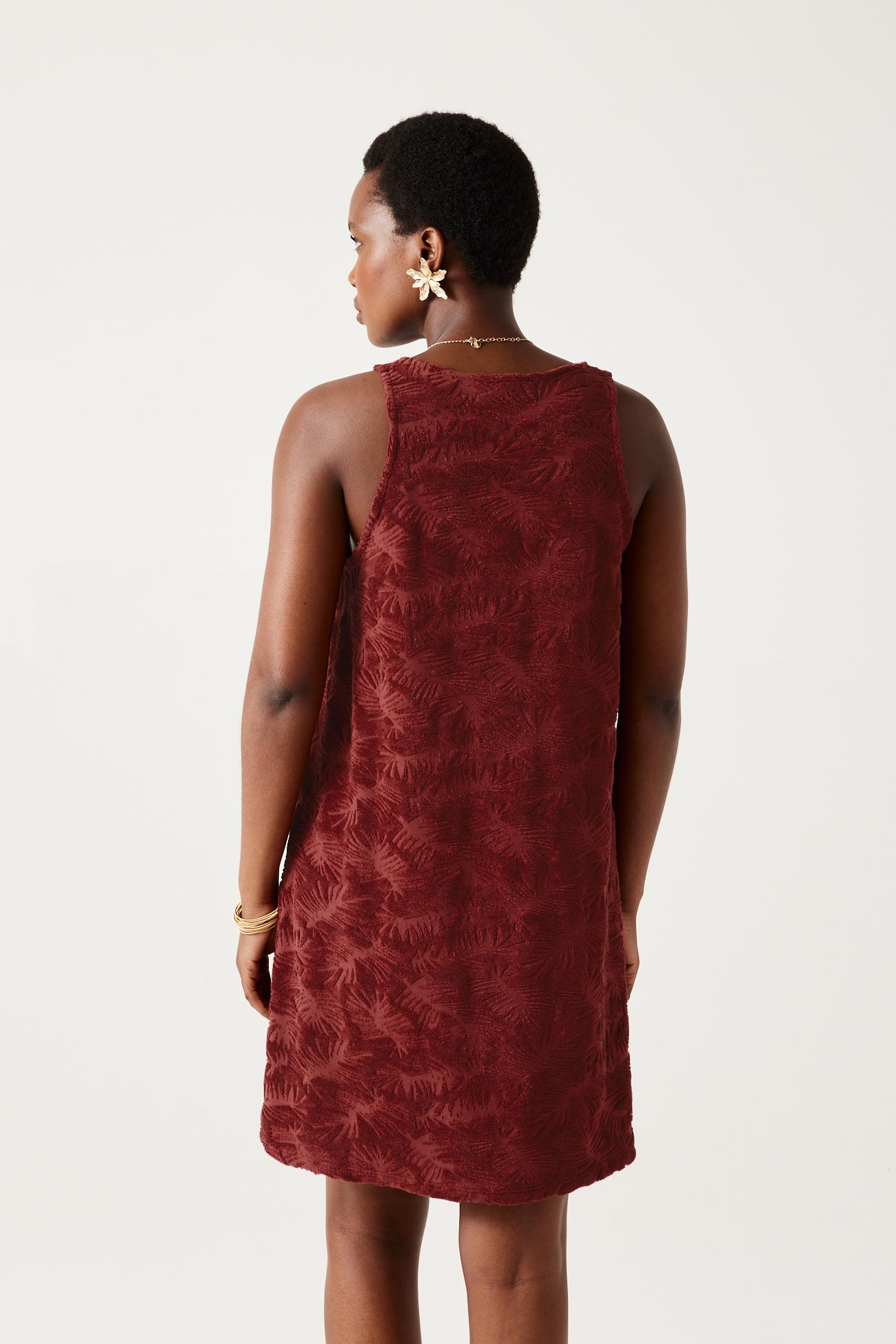 Short towelling dress - Bordeaux red