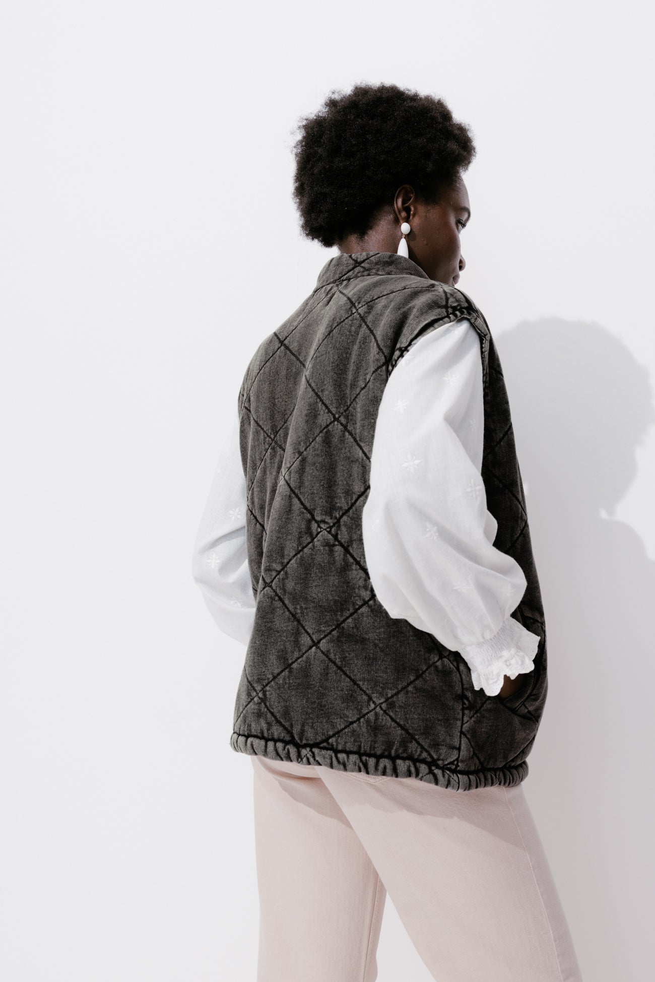 Padded fleece waistcoat - Raspberry red