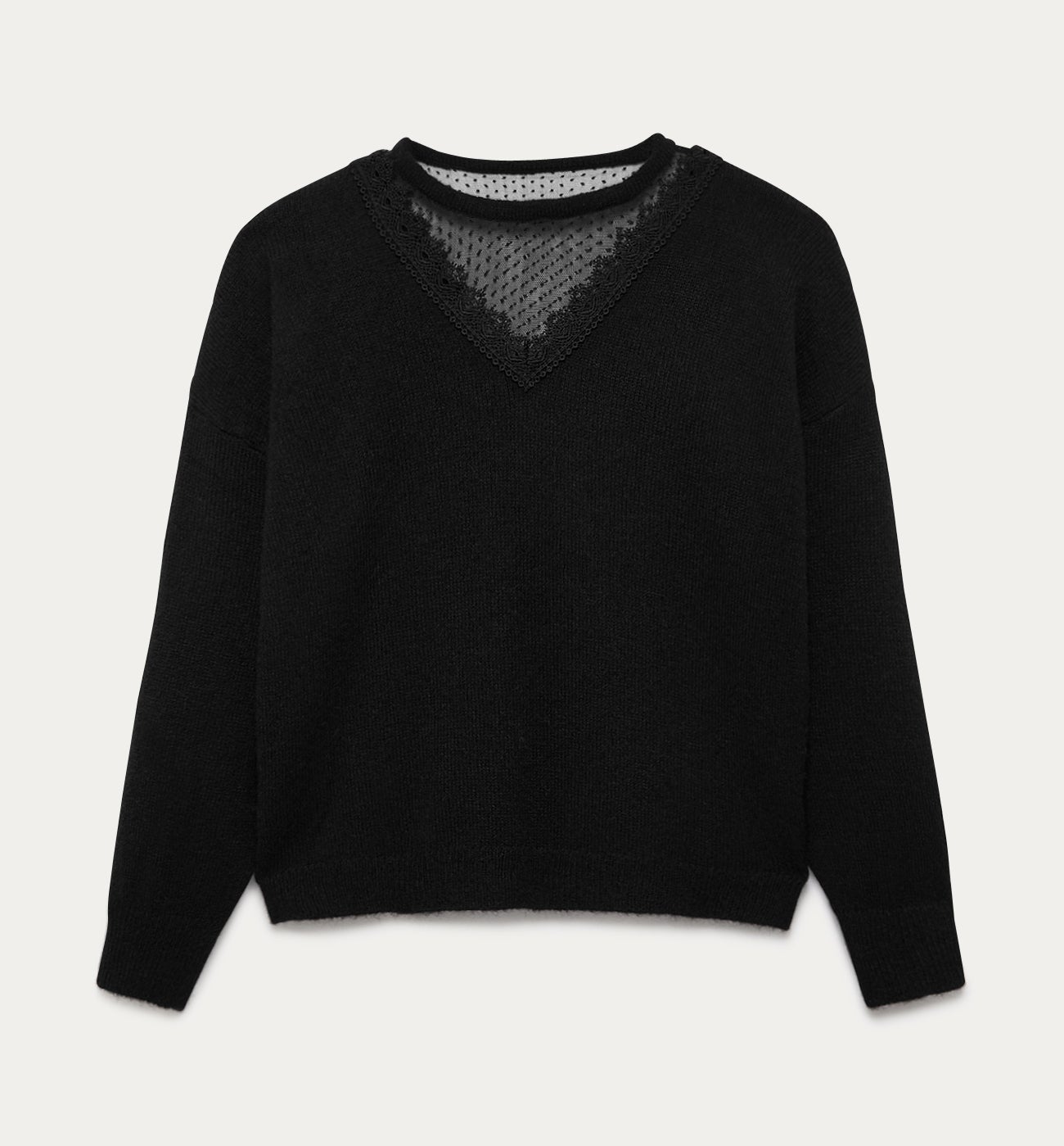 Plumetis detail jumper - Black