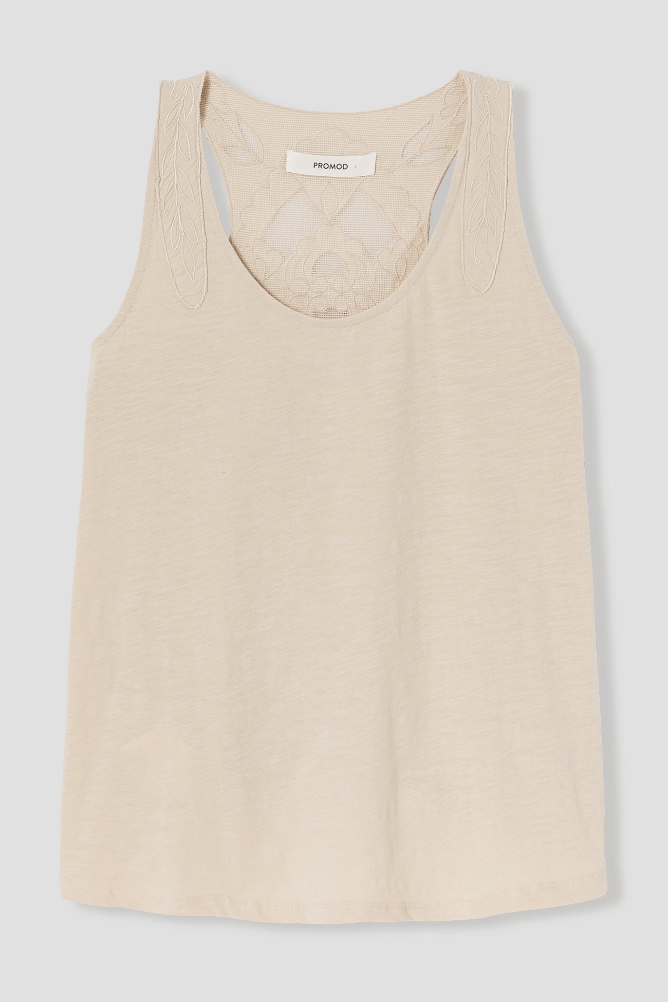 Back-embroidery sleeveless top - Ochre