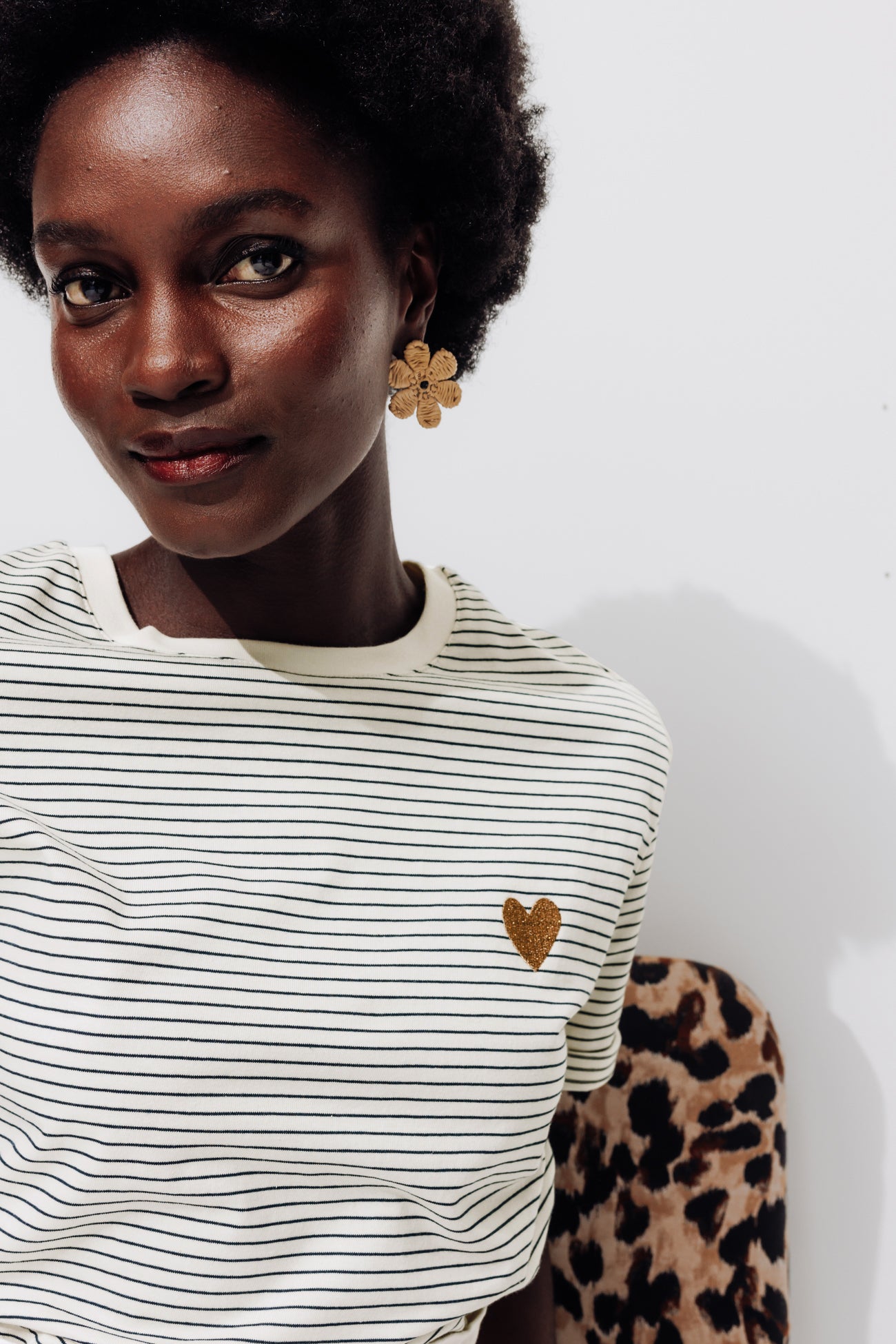 T-shirt with heart motif - Ecru