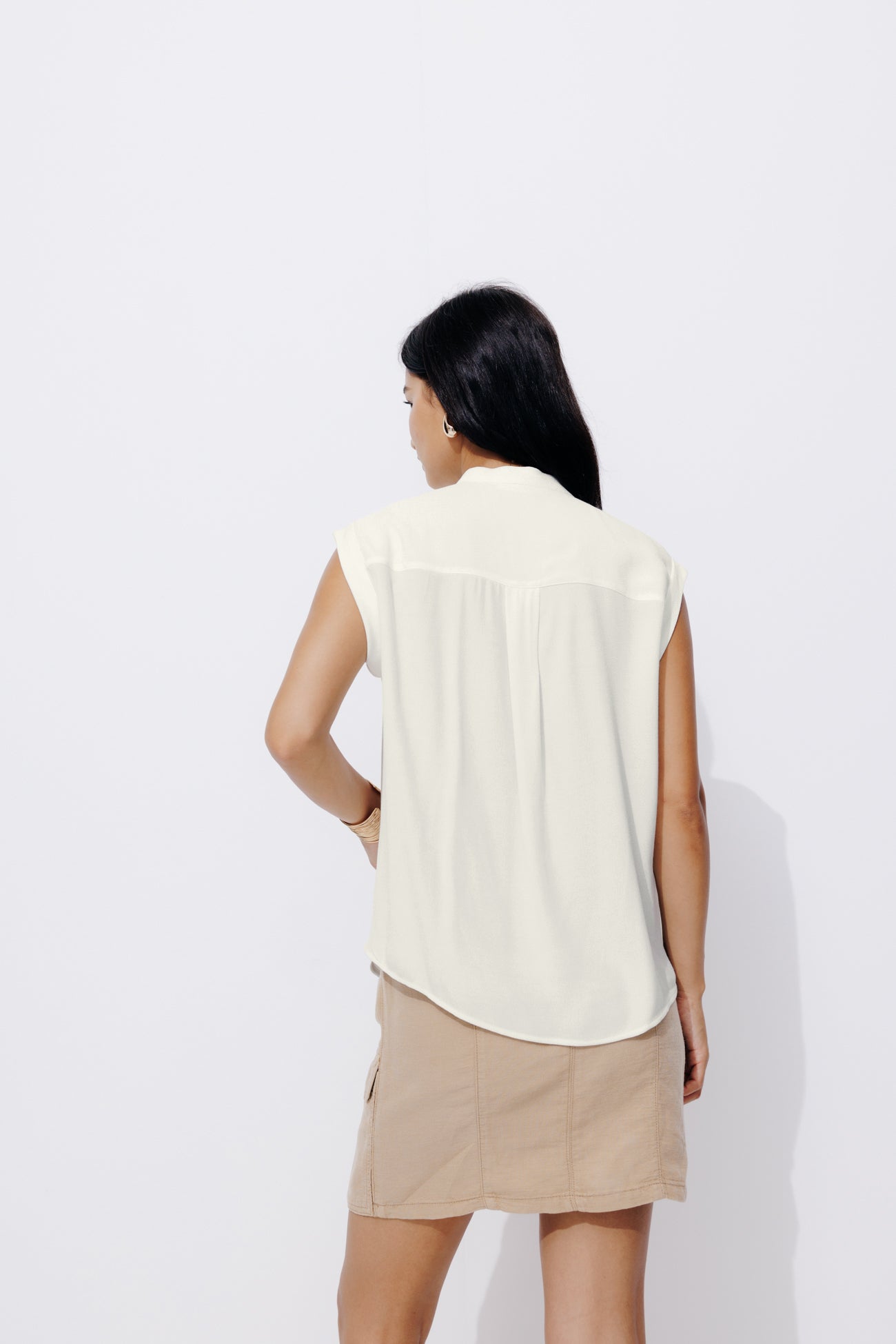 Mao collar shirt - Ecru