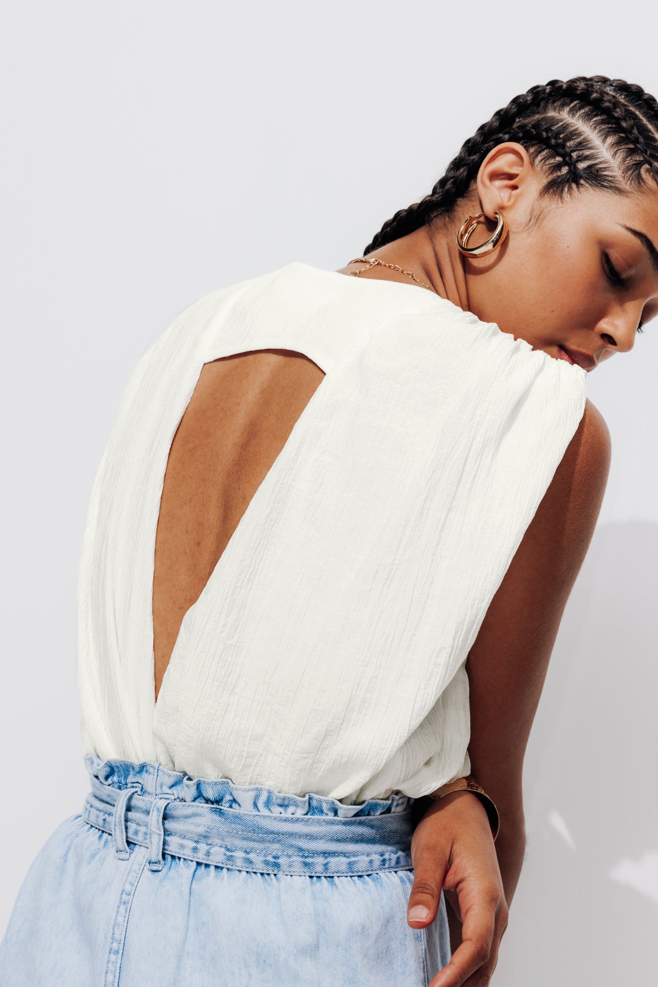 Plain sleeveless top - Ecru