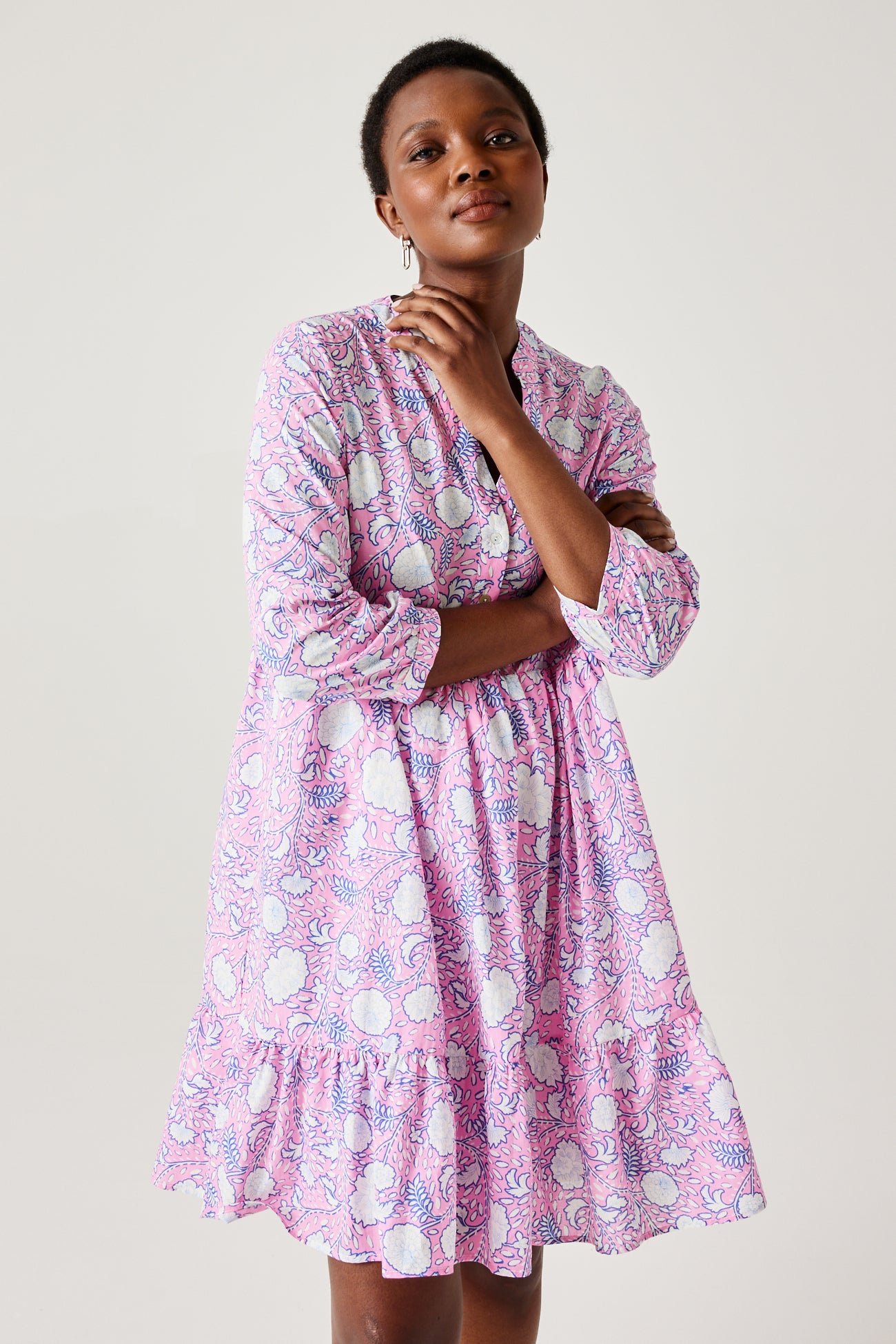 Patterned babydoll dress - Pink print