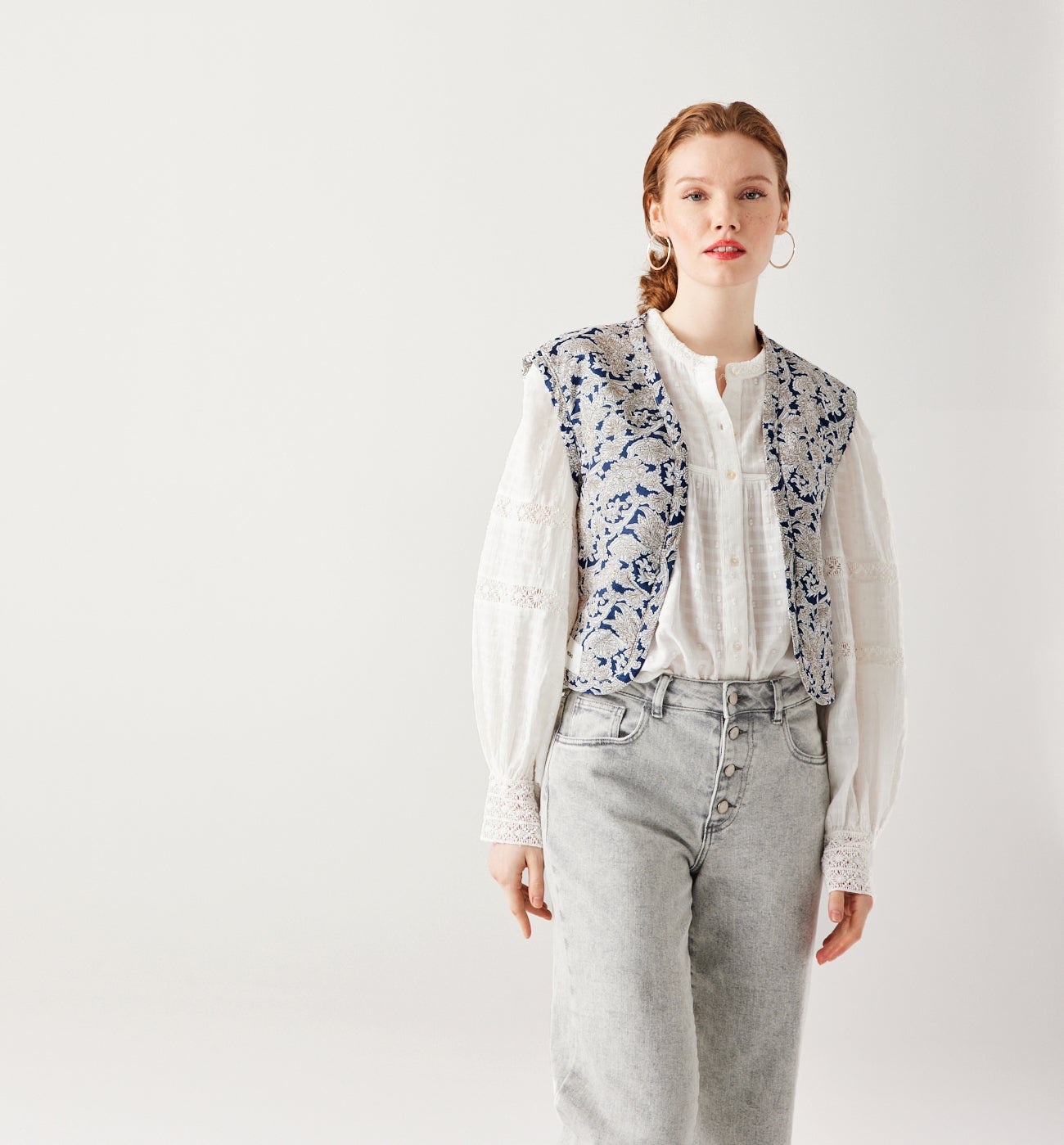 Reversible padded waistcoat - Green print