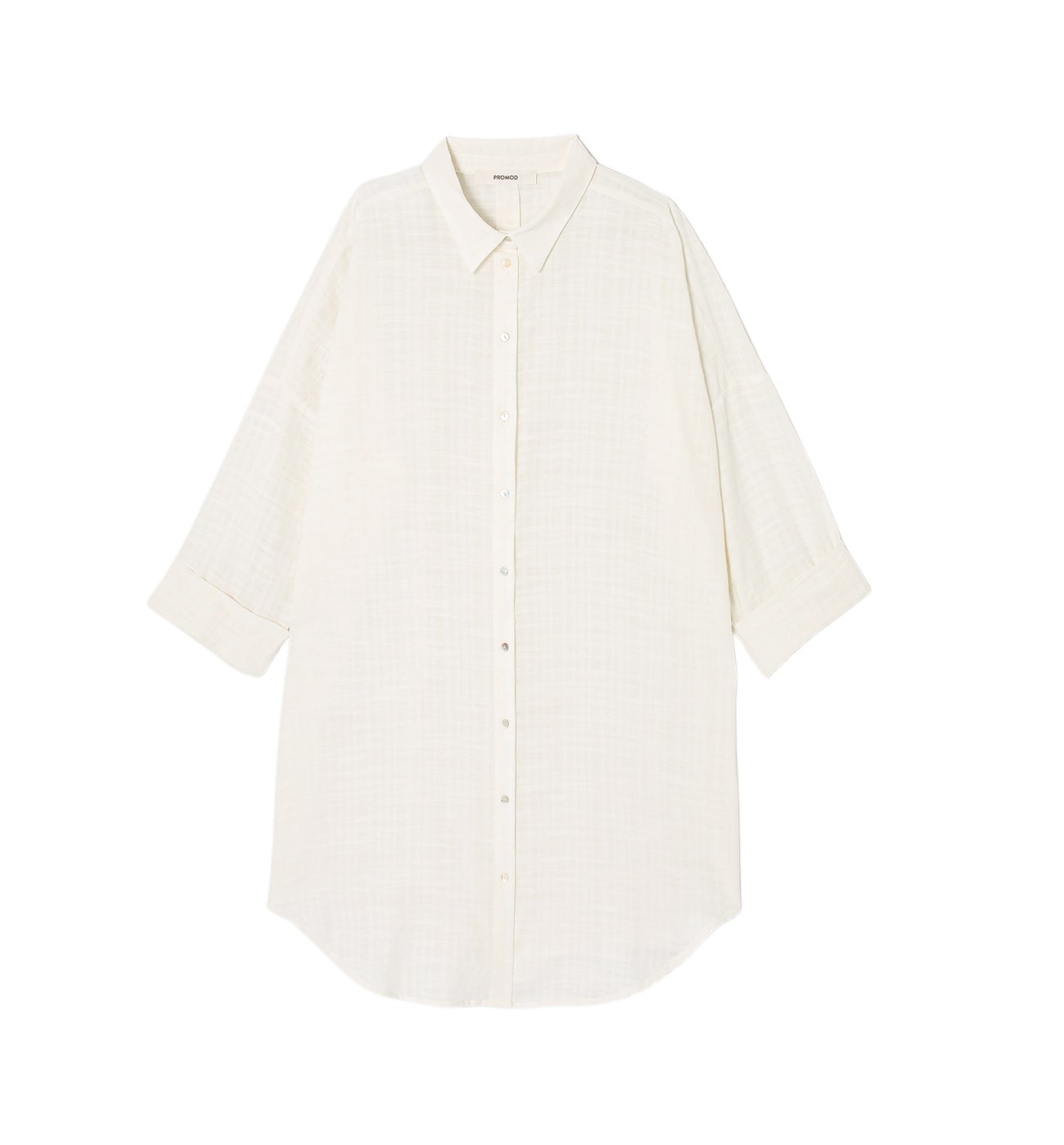 Maxi plain shirt - Ecru