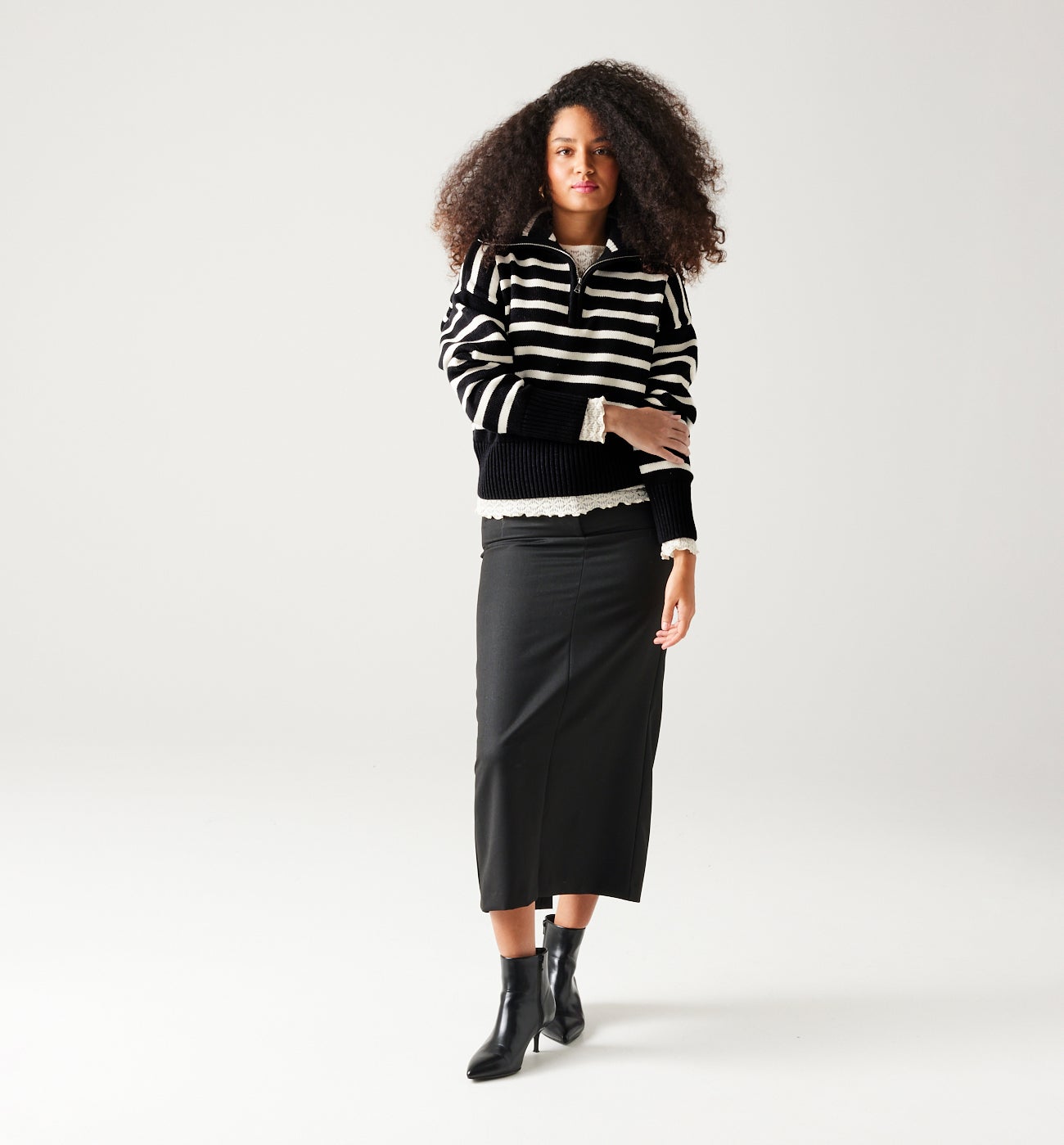 Trucker nautical jumper - Ecru stripes