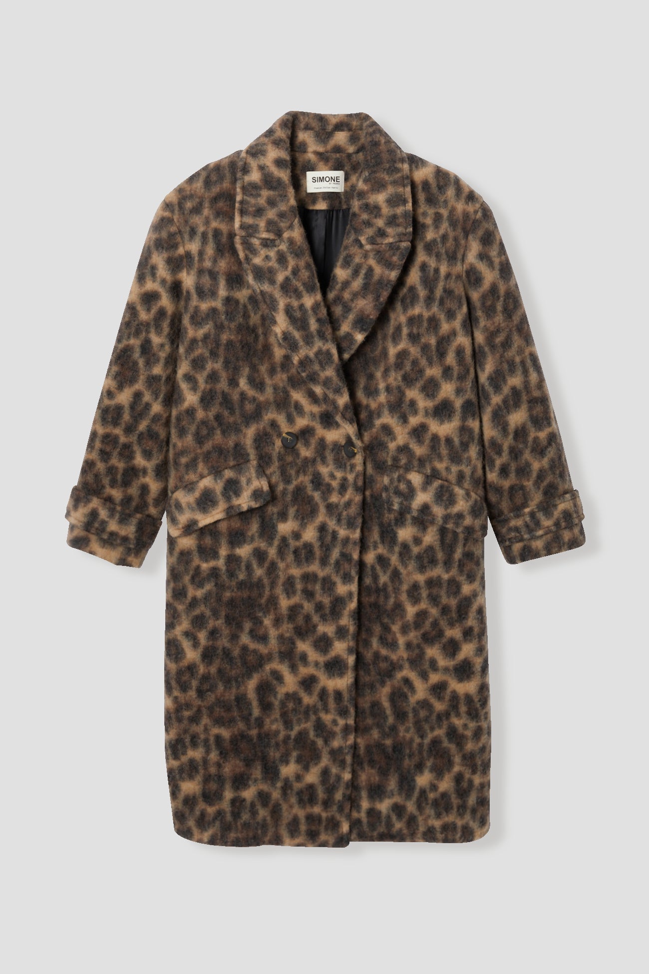 SIMONE wool blend coat - Chestnut brown print