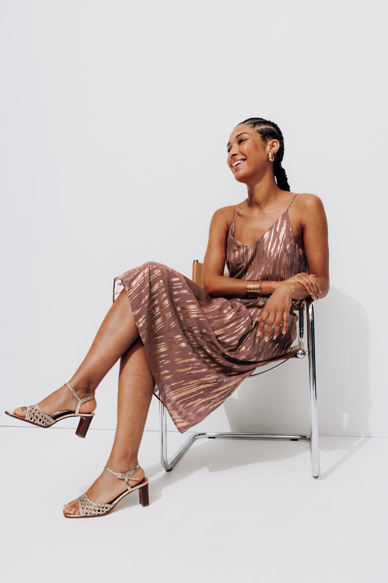 Glitzy midi skirt - Old pink