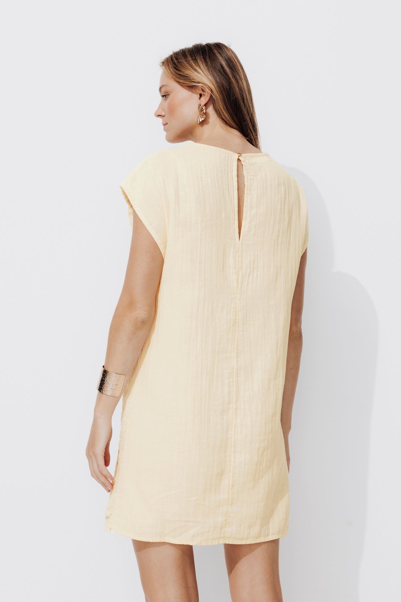 Short guipure dress - Beige