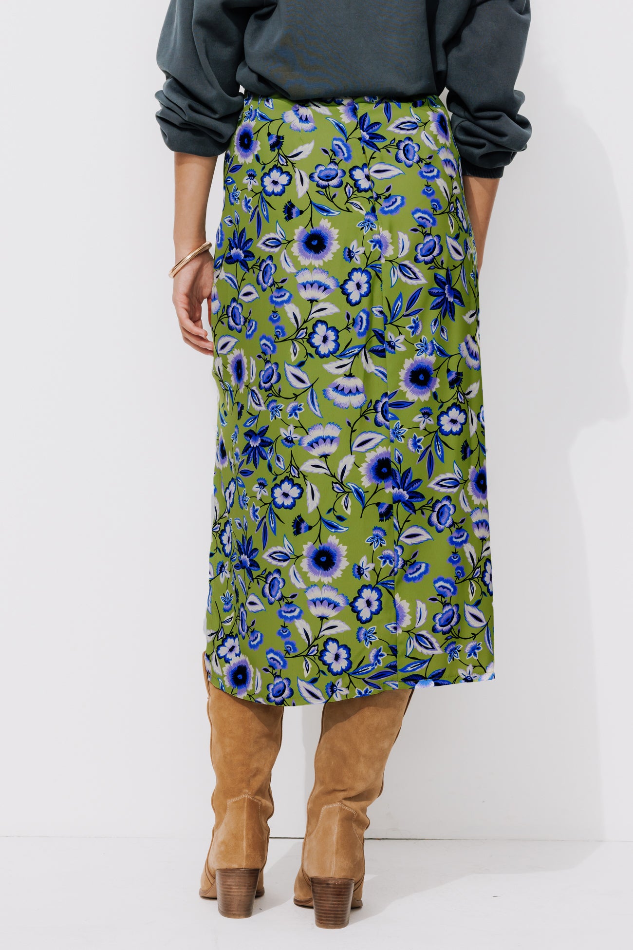 Midi draped skirt - Multicolour print