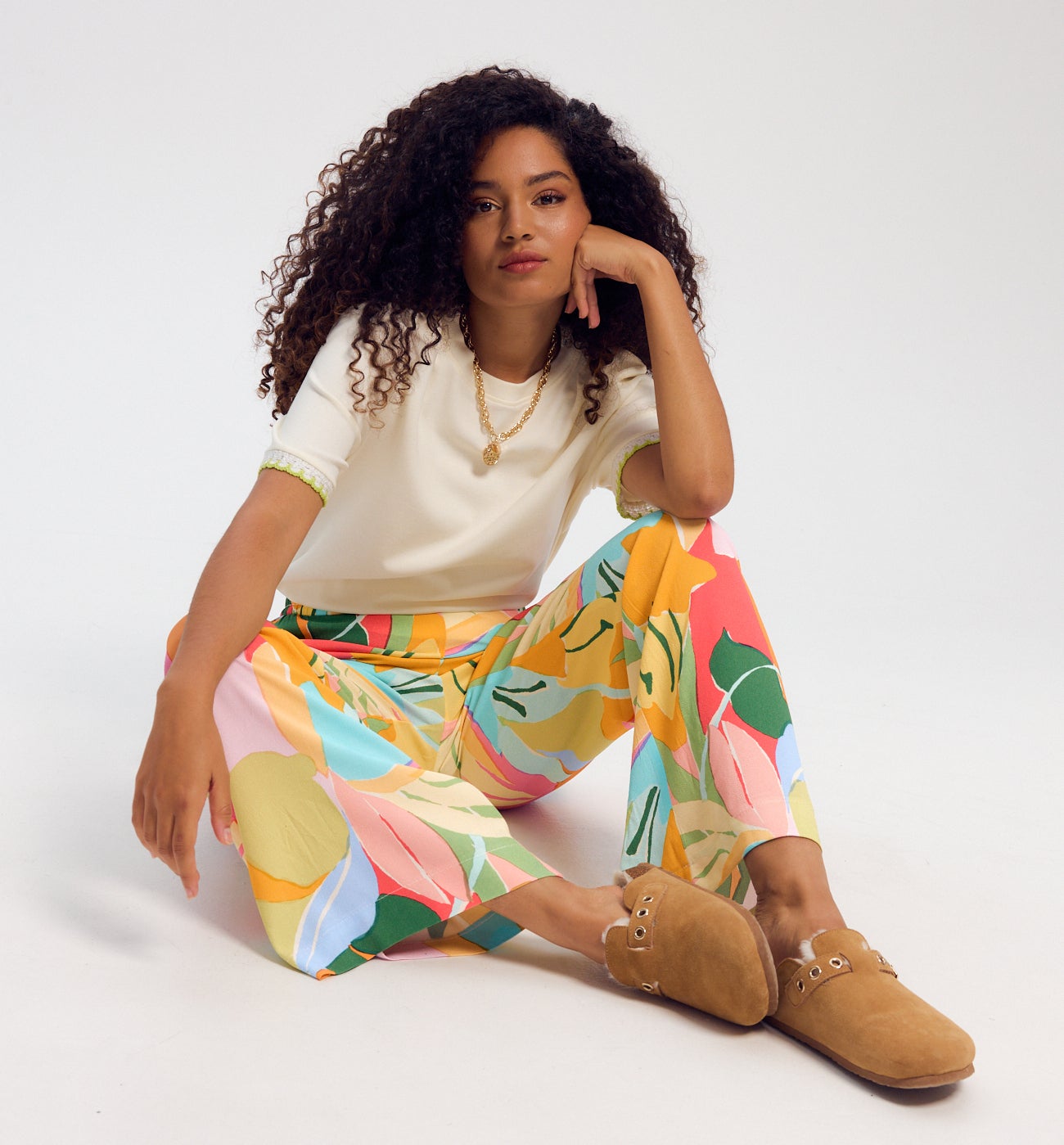 Wideleg patterned trousers - Multicolour print