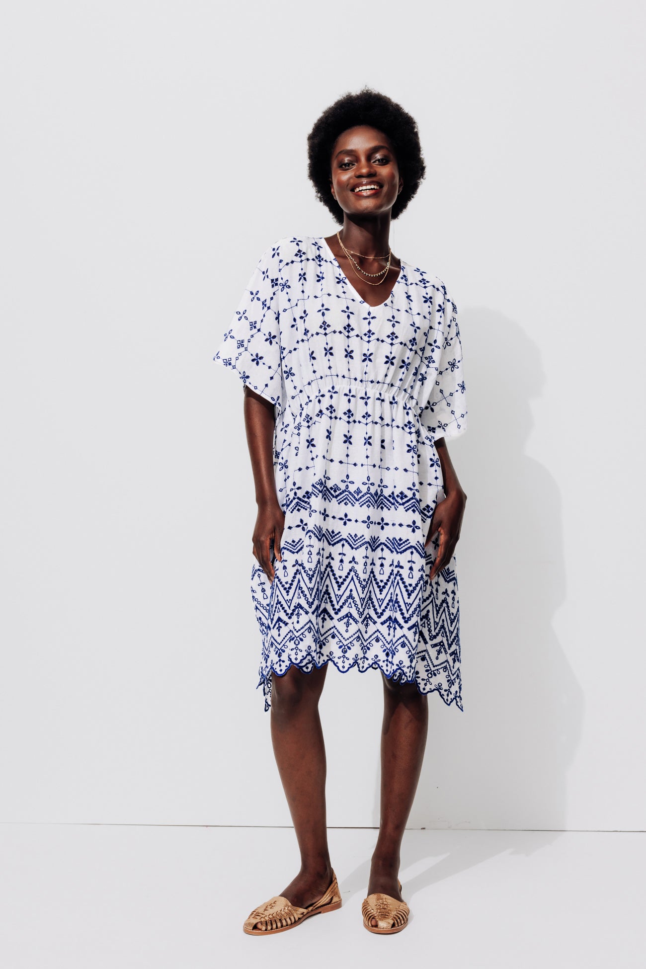 Embroidered beach dress - Blue