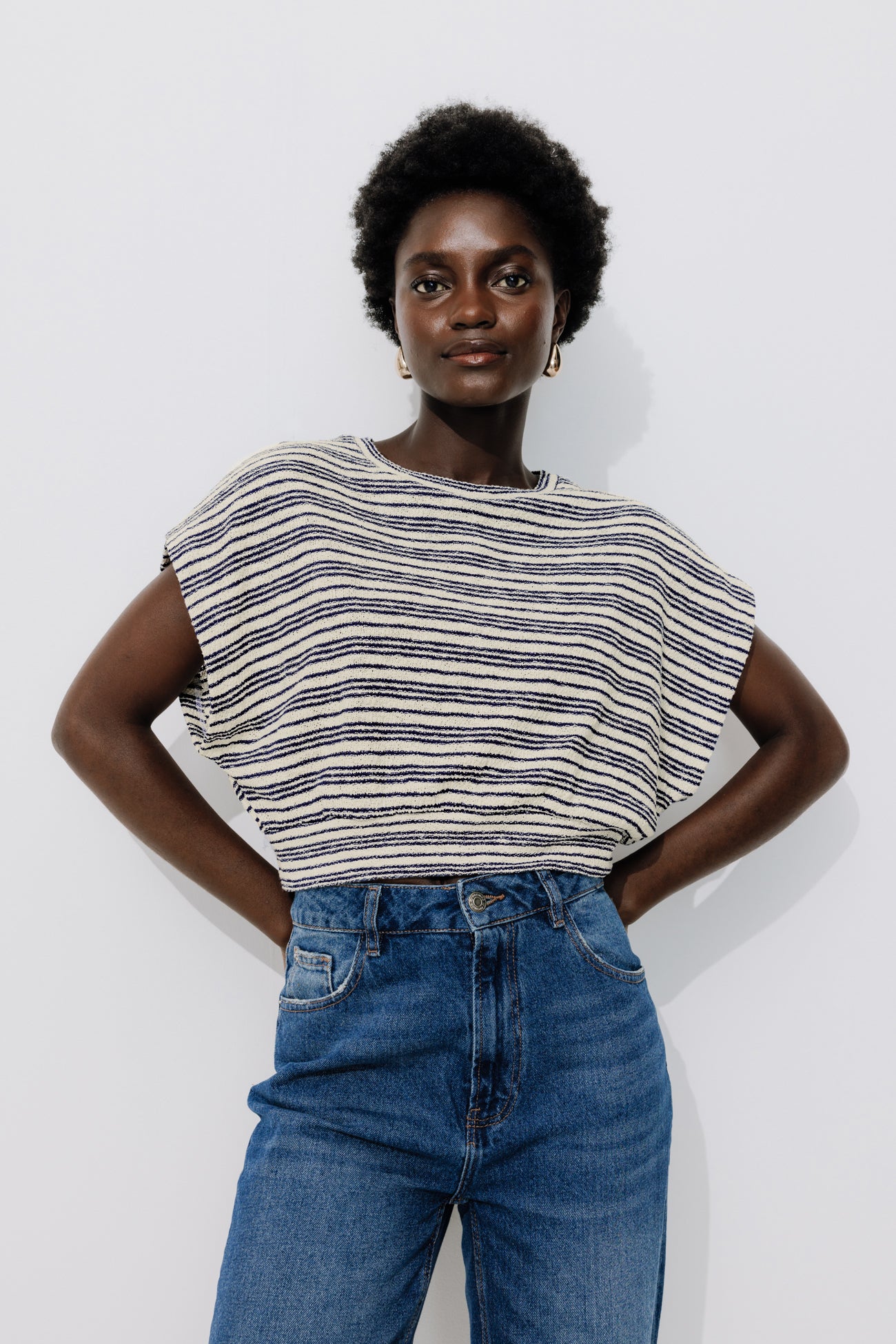 Striped crop top - Blue stripes