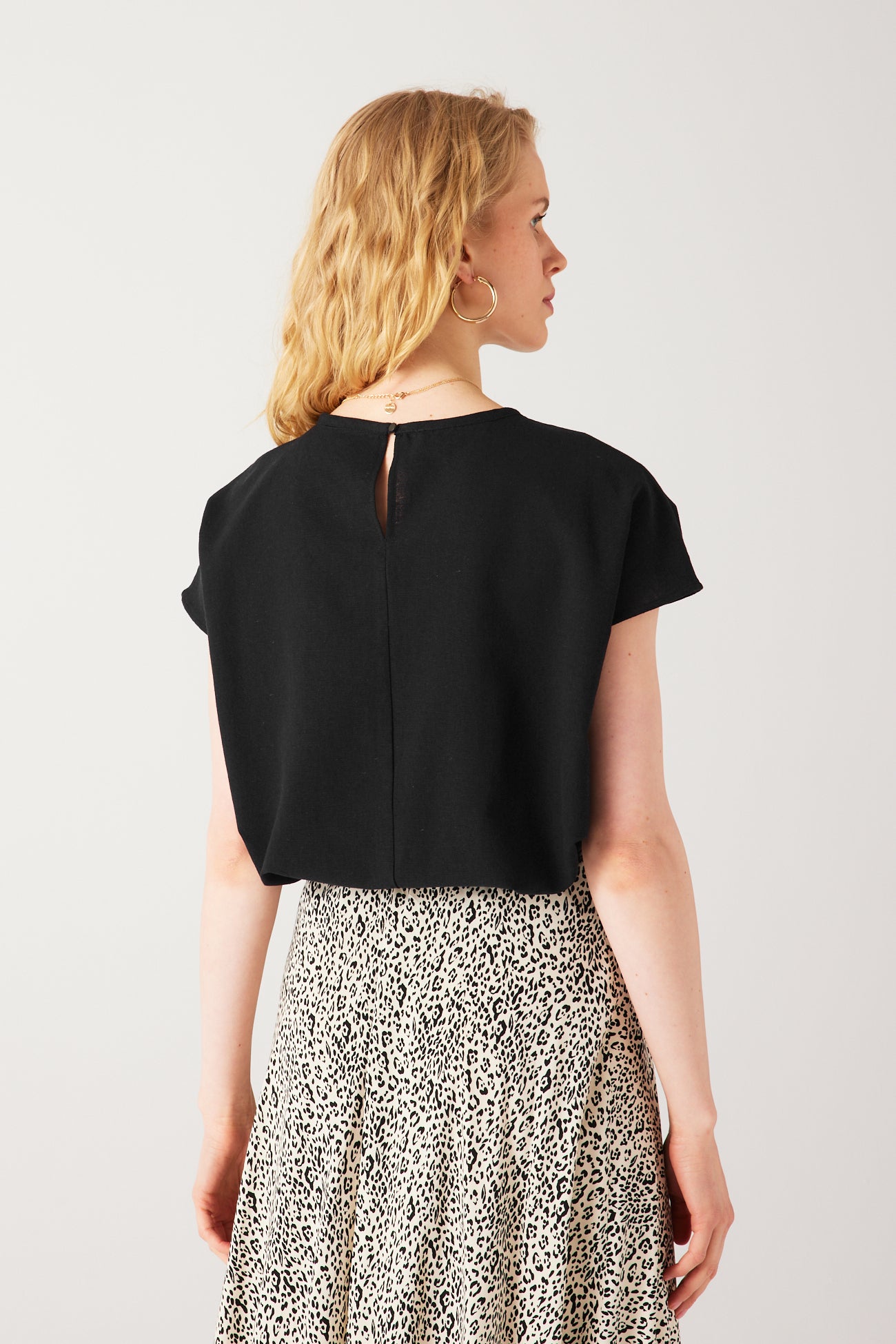 Cotton linen blouse - Black