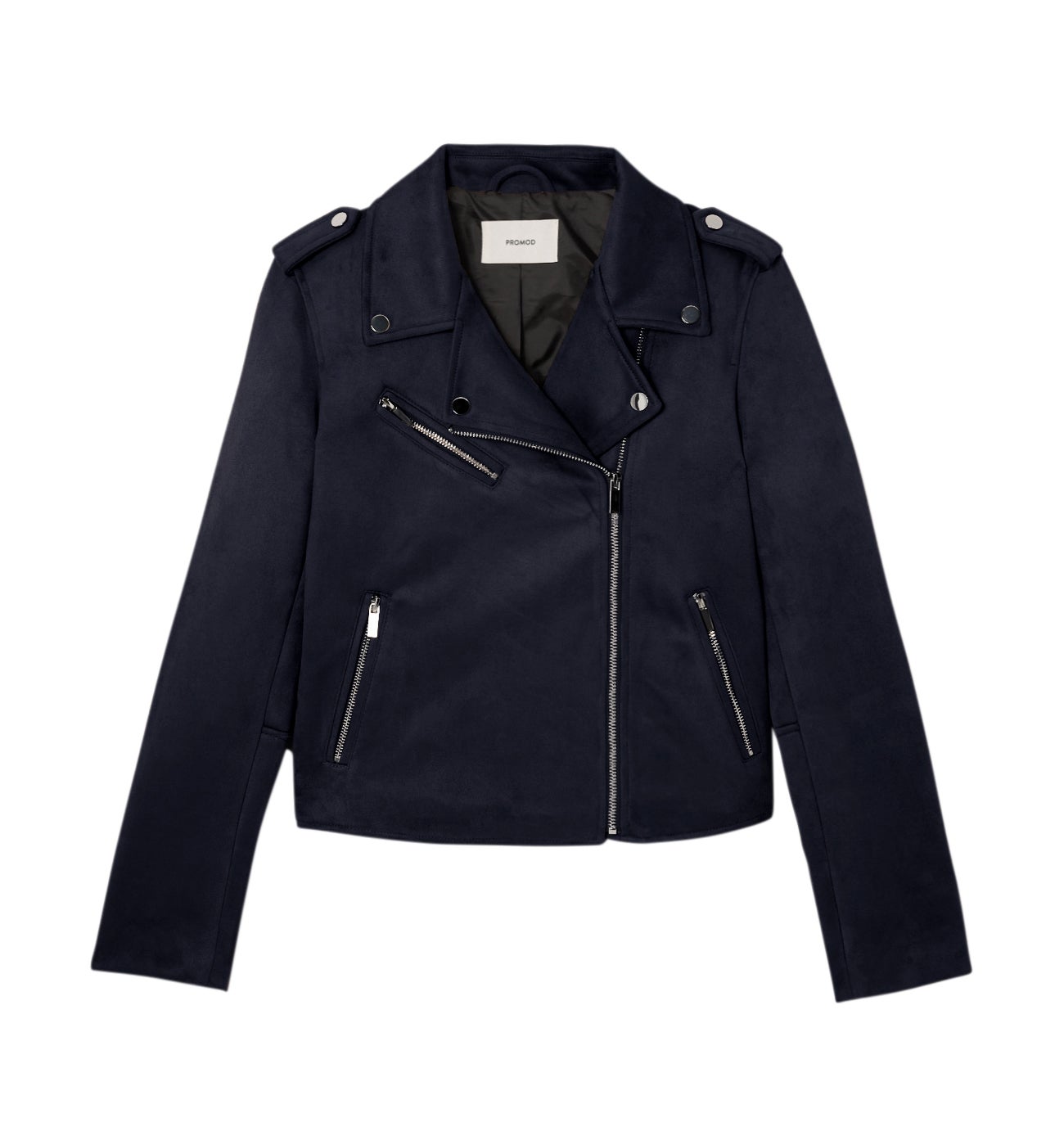 Peach-feel biker jacket - Navy blue
