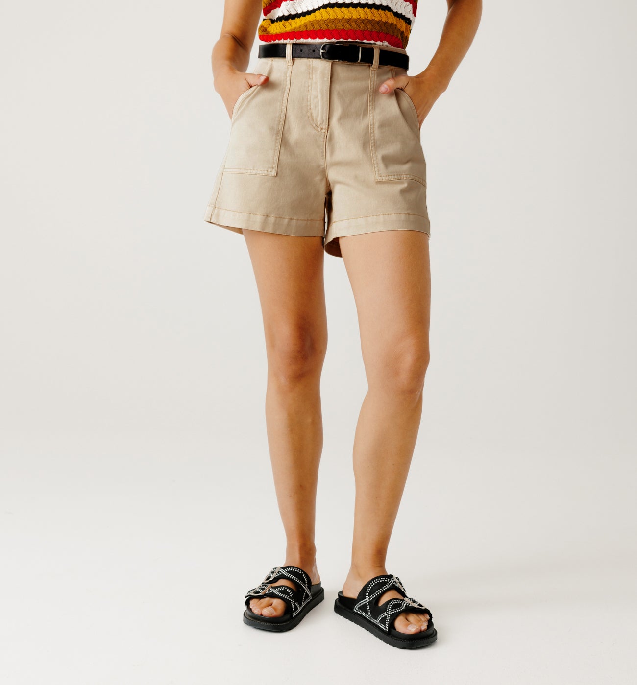 Plain canvas shorts - Beige