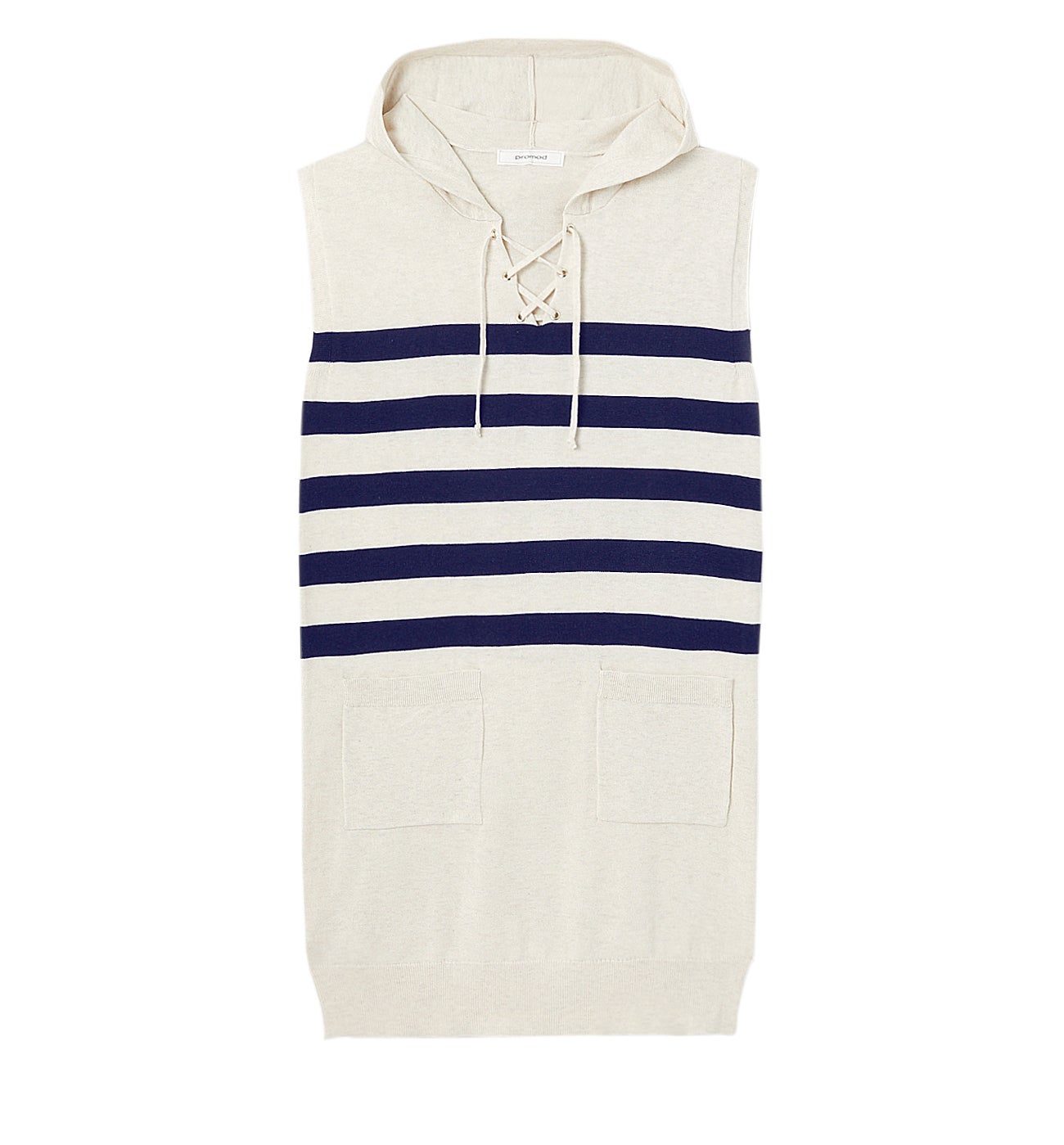 Hooded knit dress - Navy blue