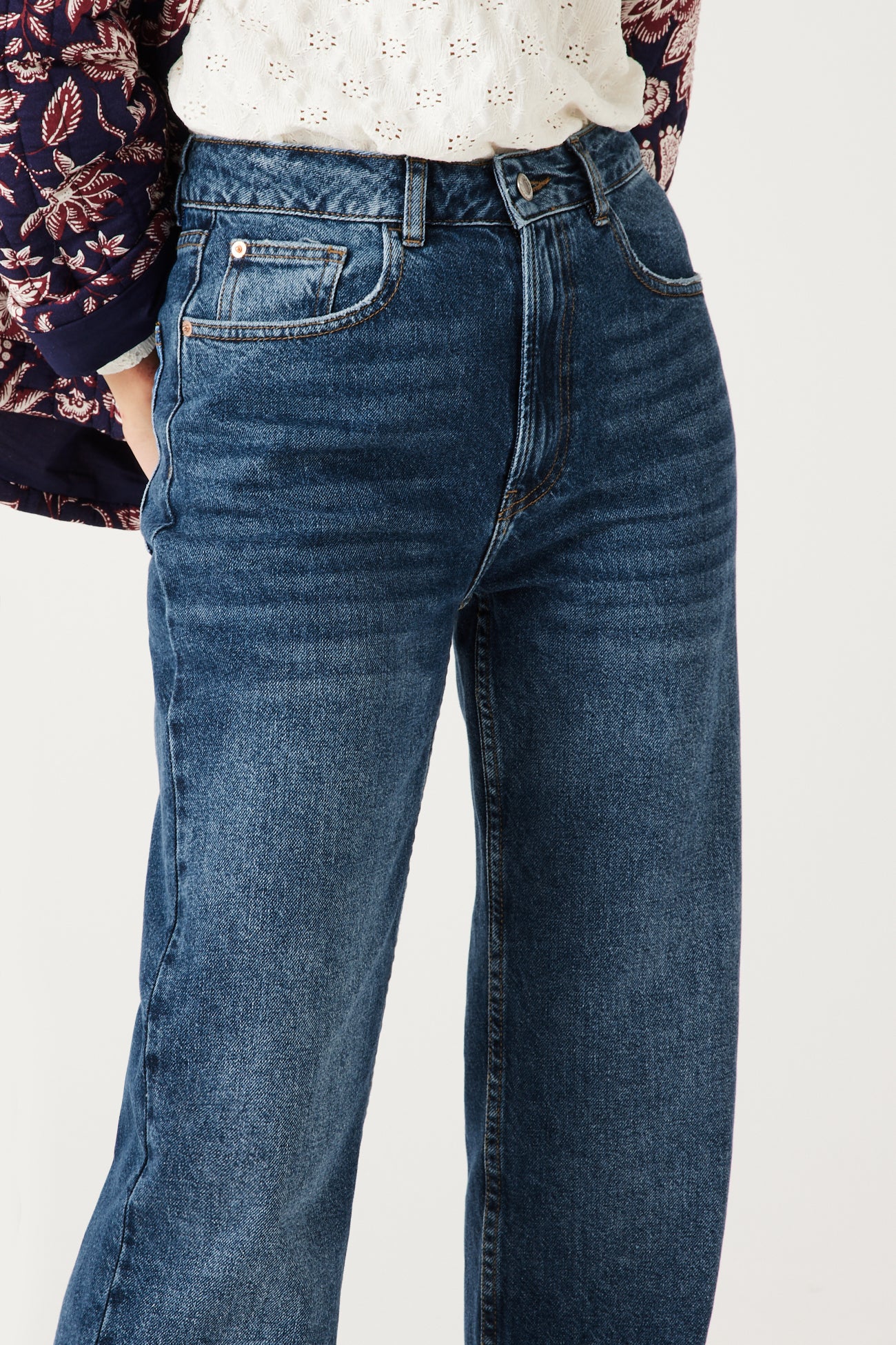 High-waist straight leg jeans - Light denim