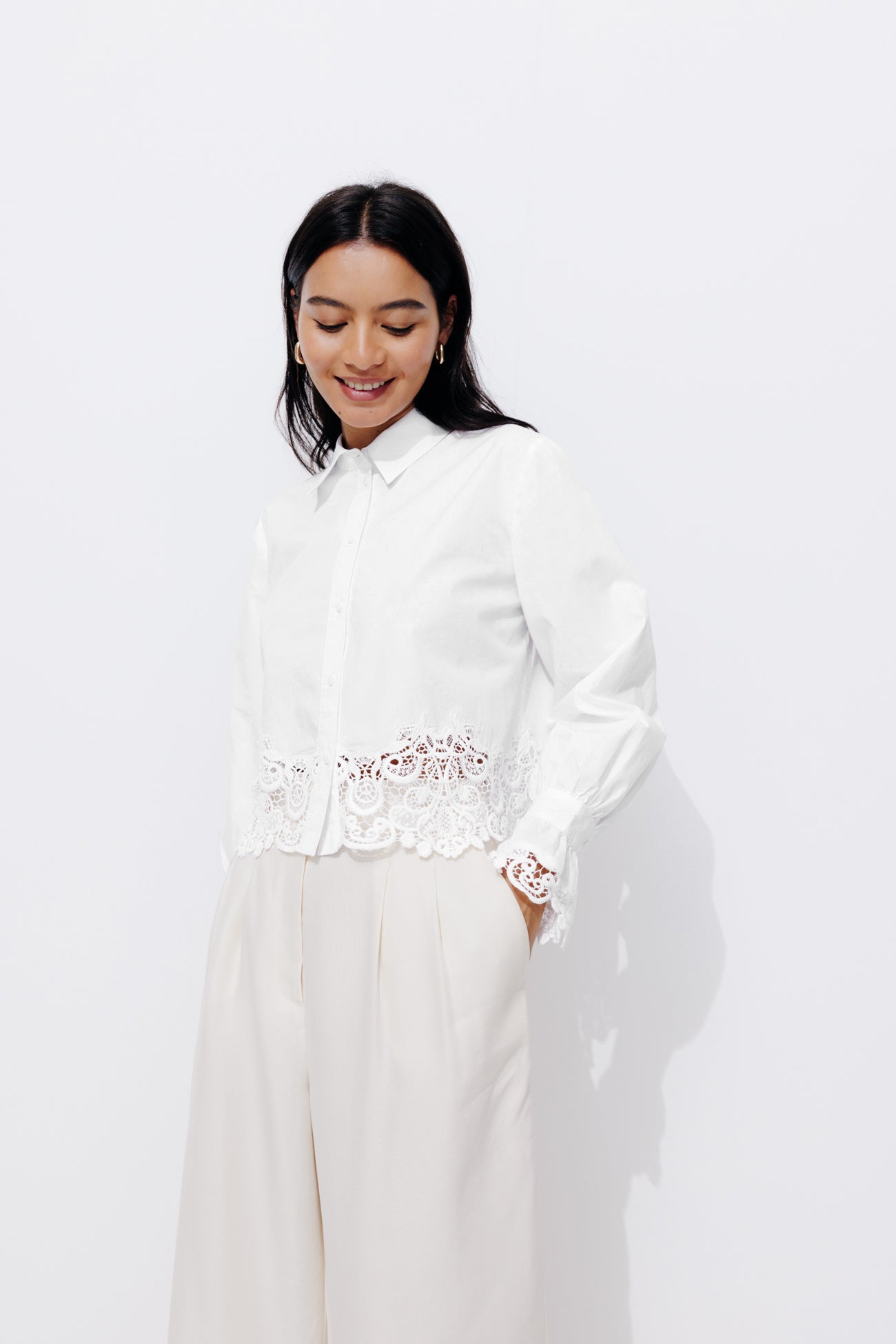 Lace-detail shirt - Black