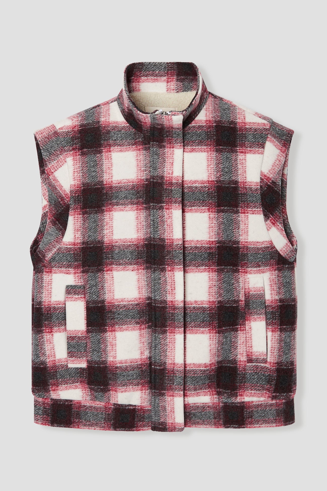 Sleeveless checked jacket - Black print