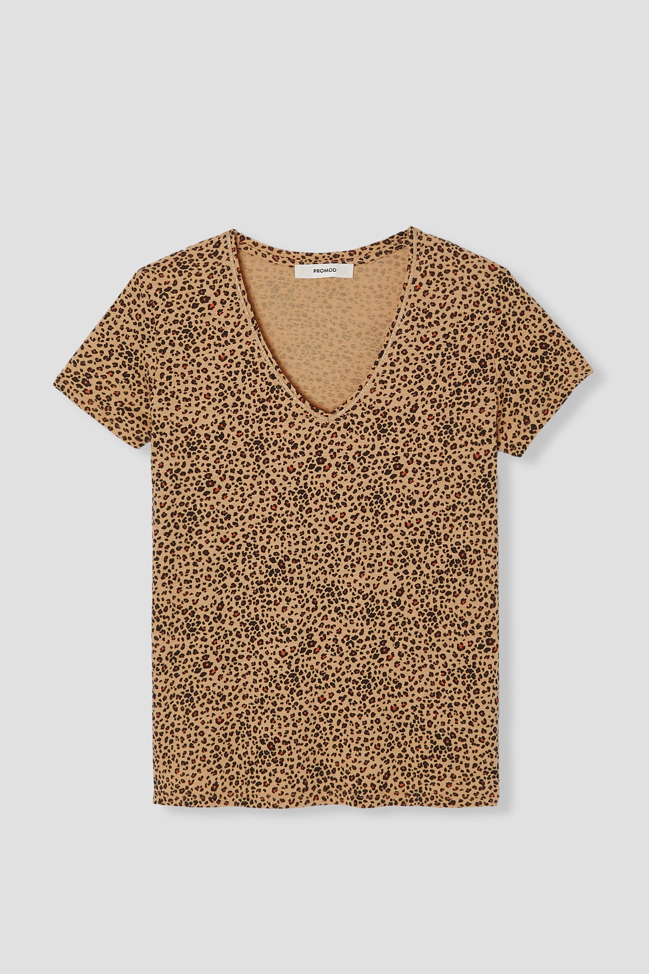 V-neck t-shirt - Beige print