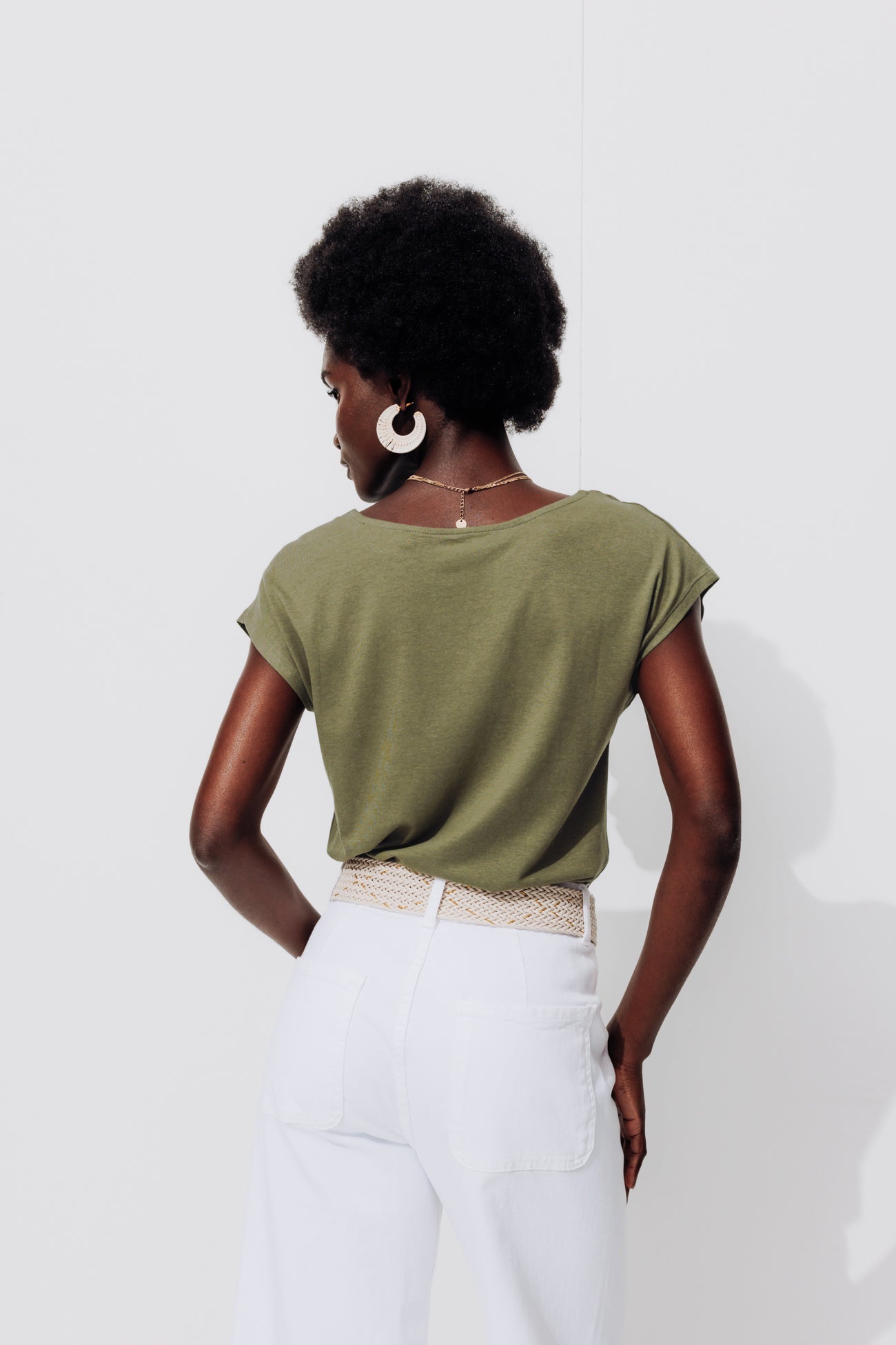 Lace detail t-shirt - Khaki