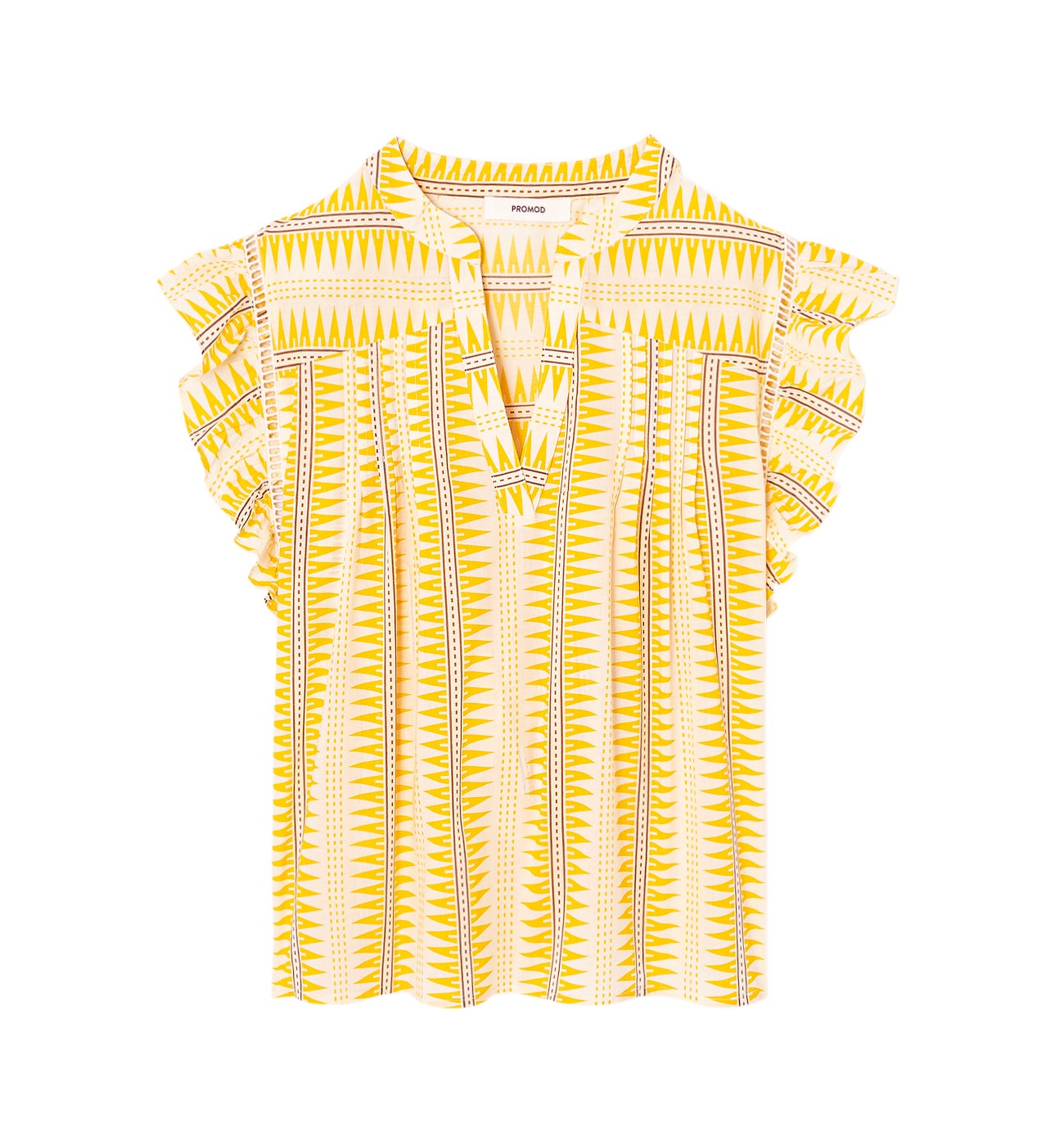 Patterned cotton blouse - Multicolour stripes