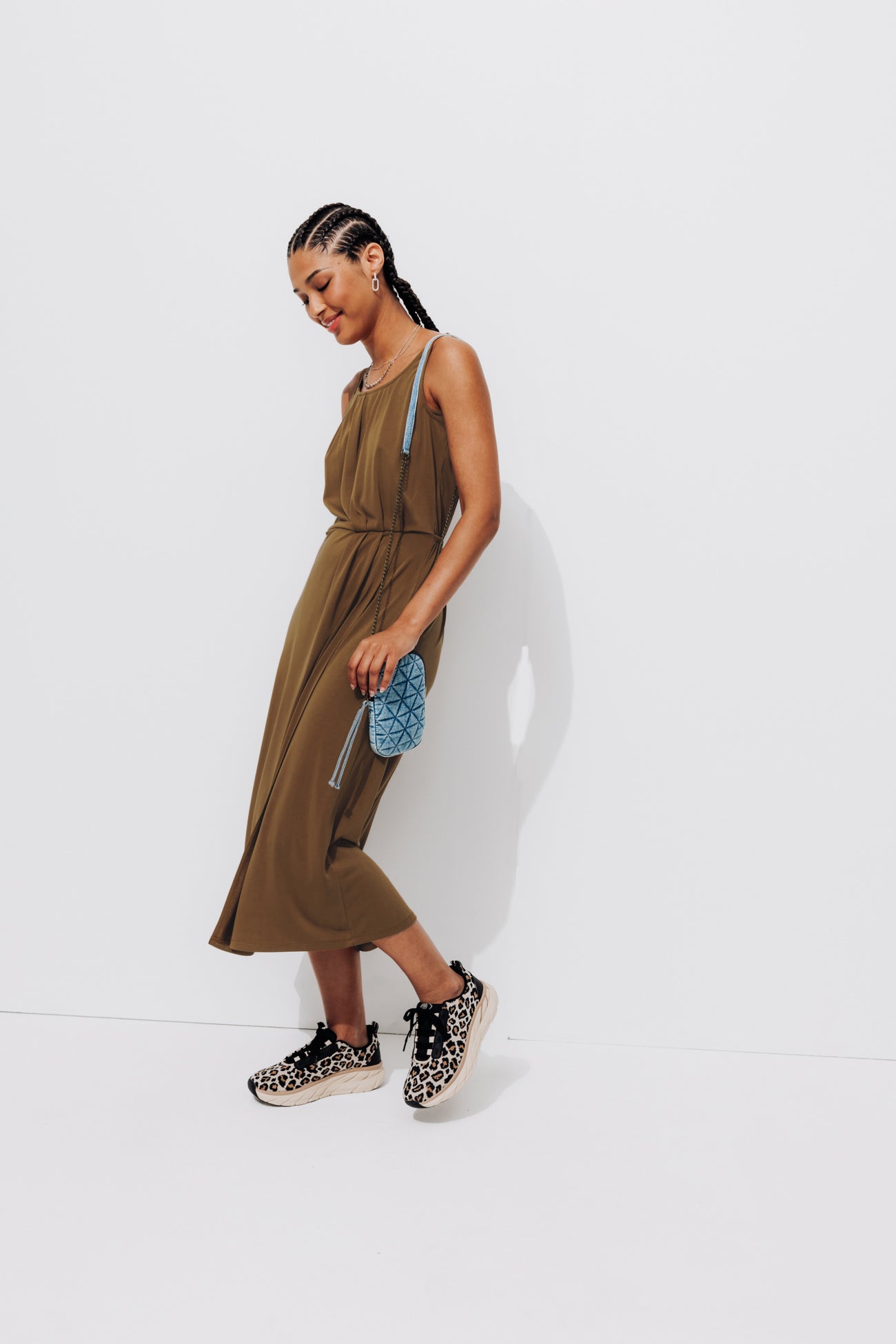 Jersey sleeveless dress - Caramel