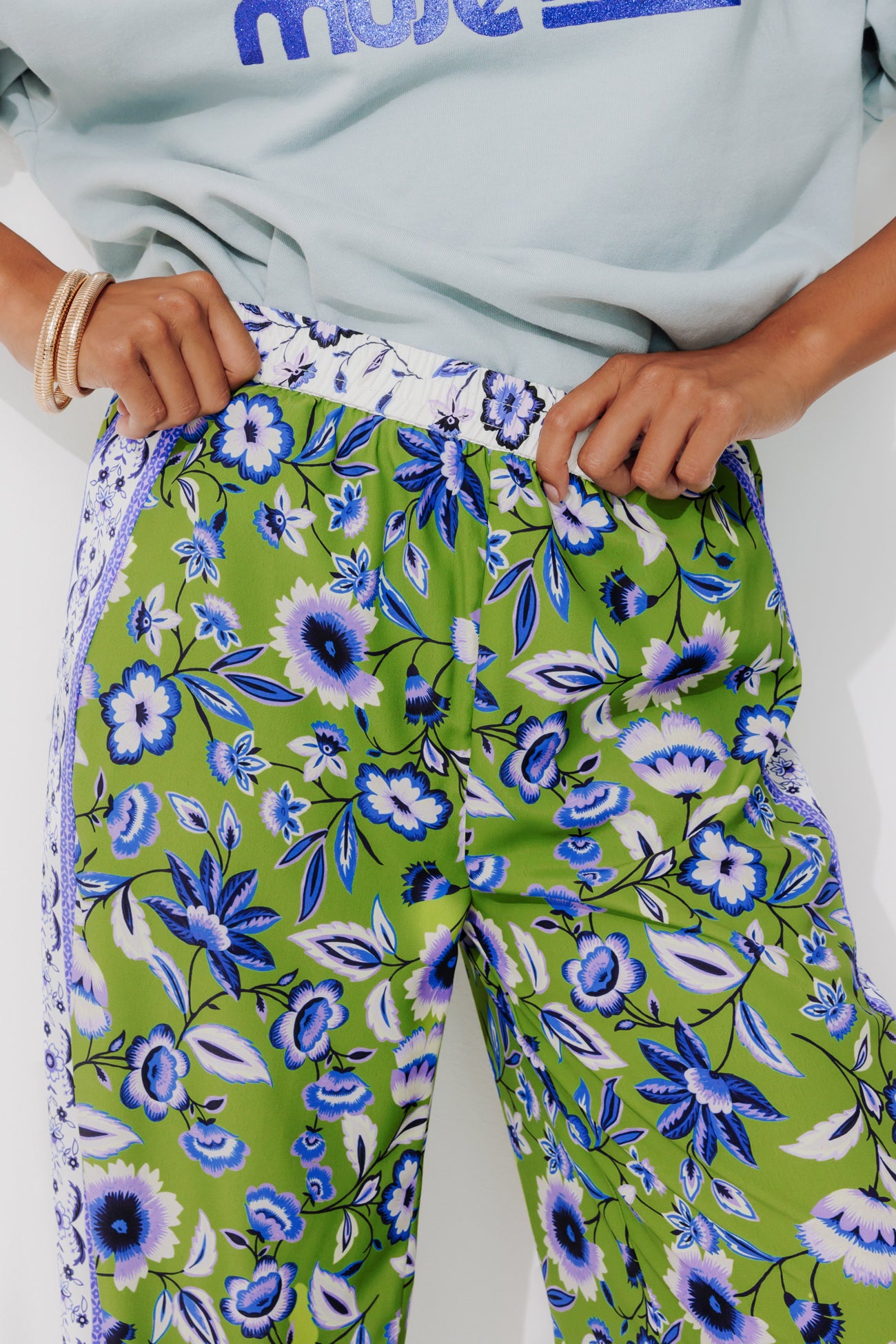 Ecodesign wideleg trousers - Multicolour print