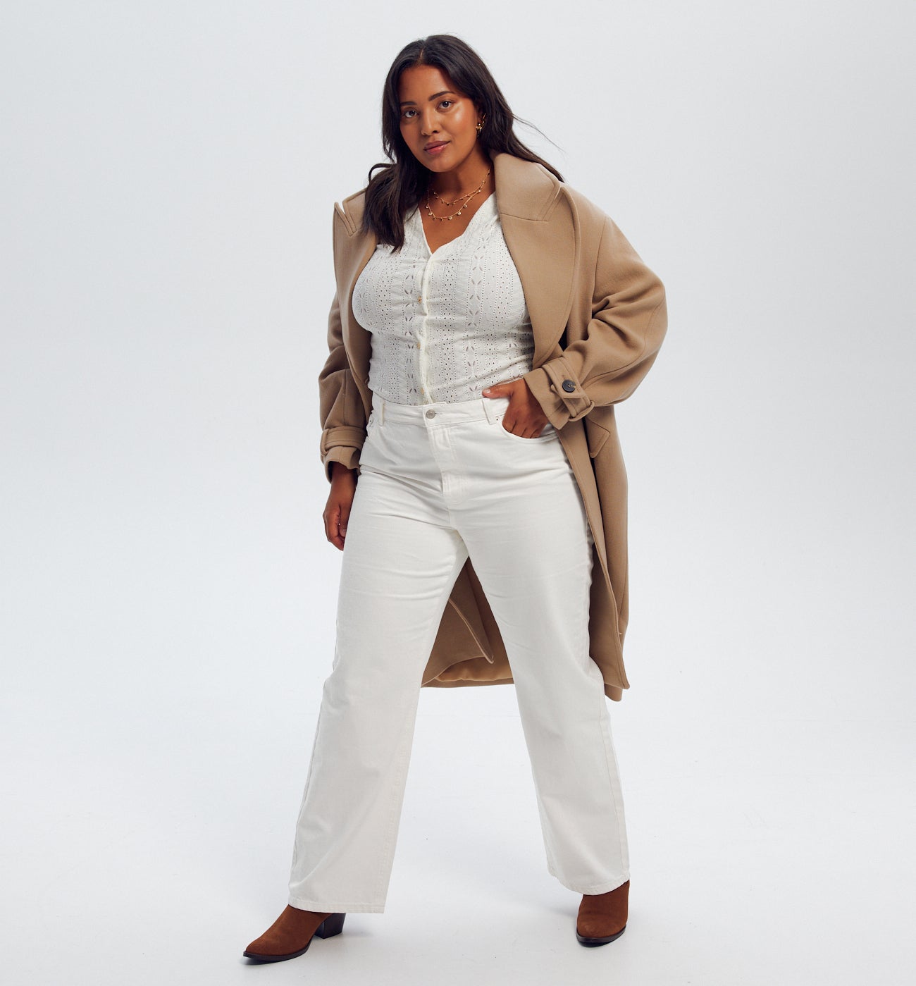 Wideleg baggy trousers - Ecru