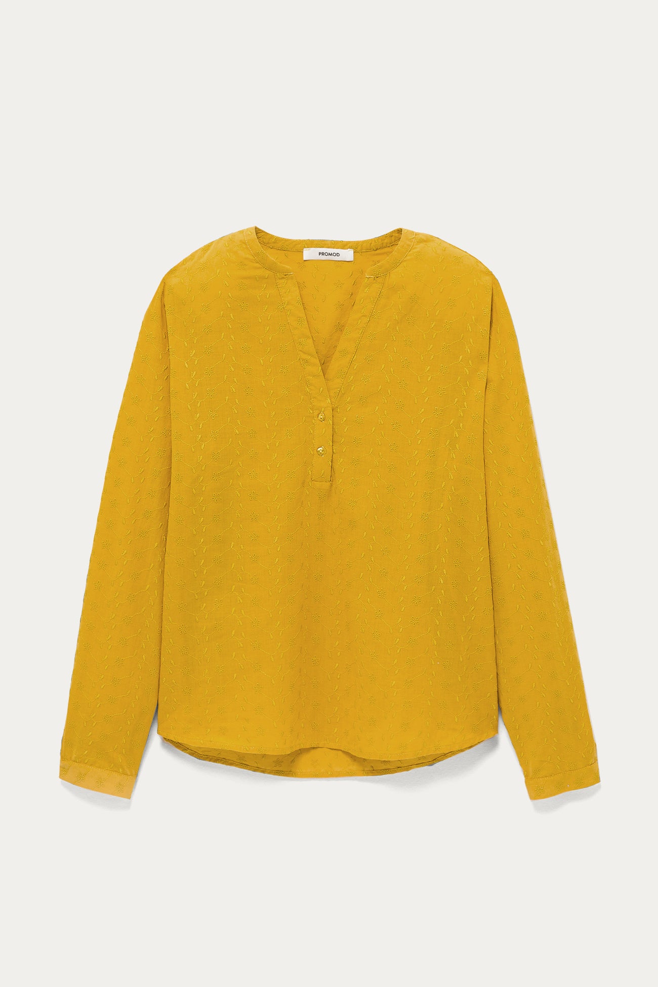 Plain embroidered blouse - Ochre
