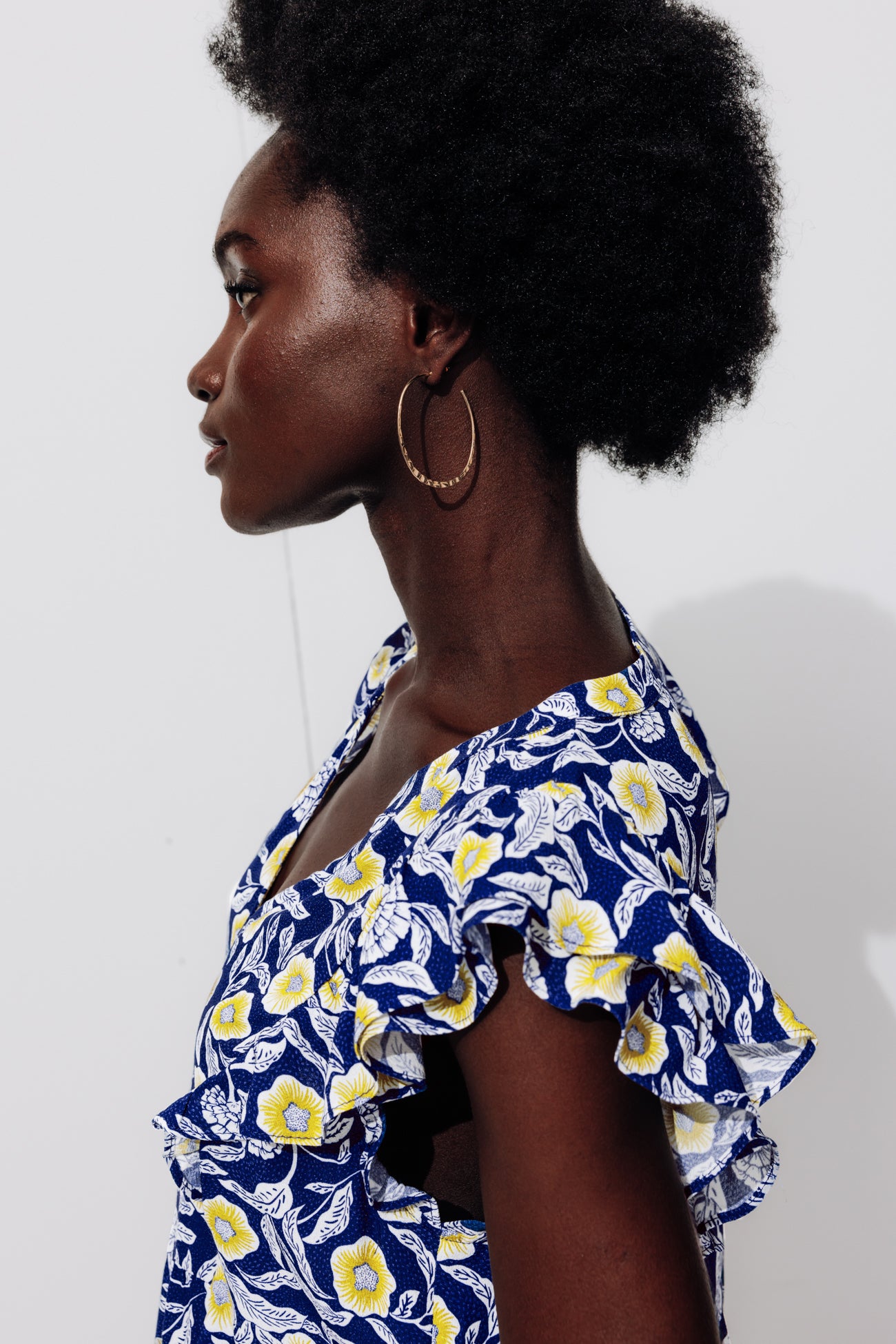 Eco-produced dress - Navy blue print