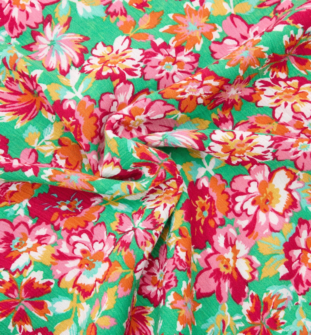 2m crinkle viscose fabric cut - Green print