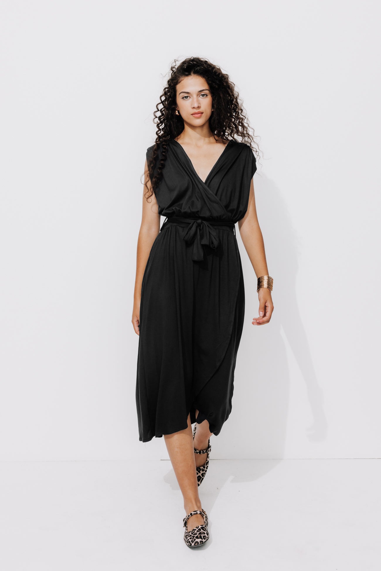 Mid-length jersey dress - Black