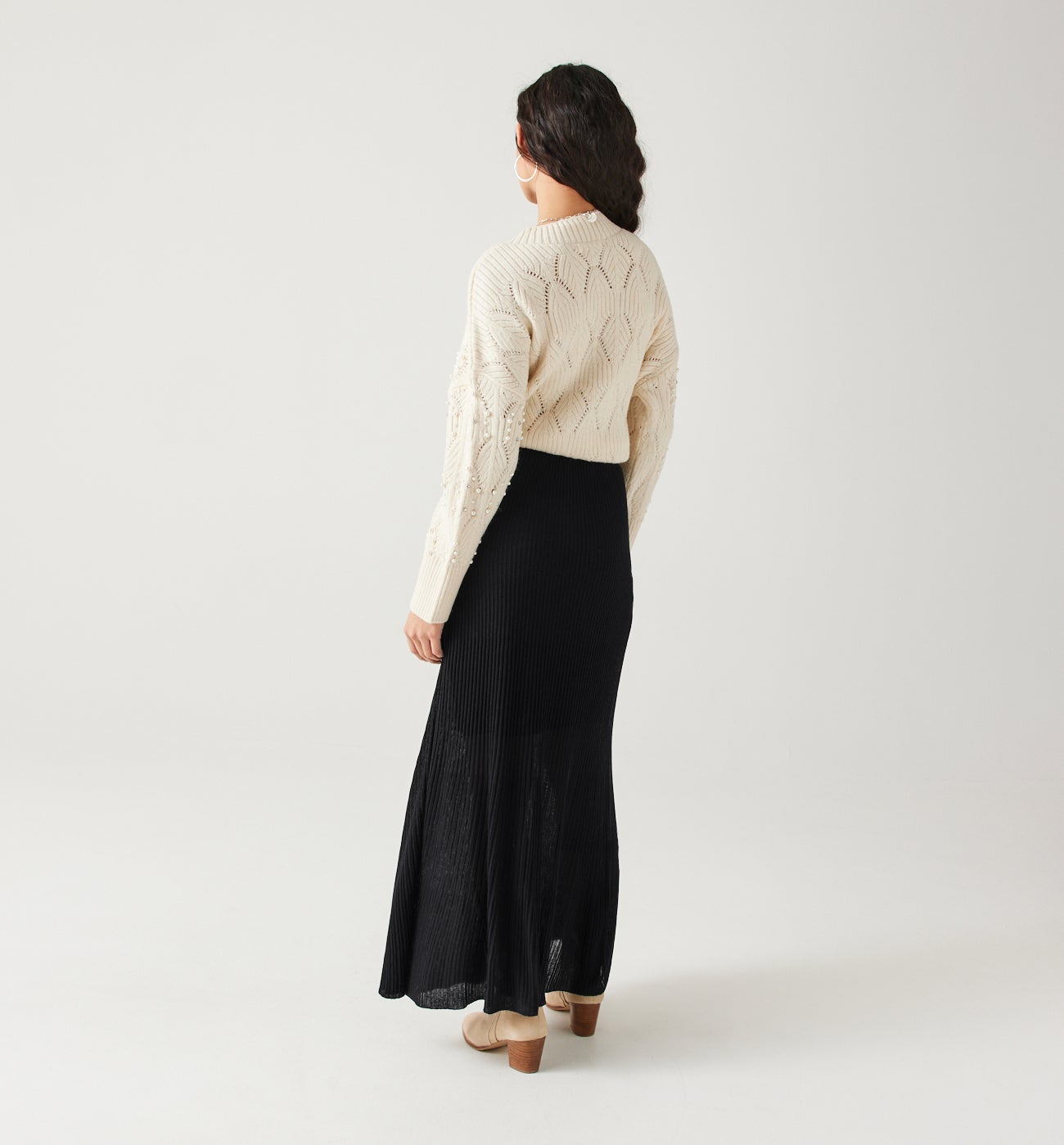 Long ribbed skirt - Black