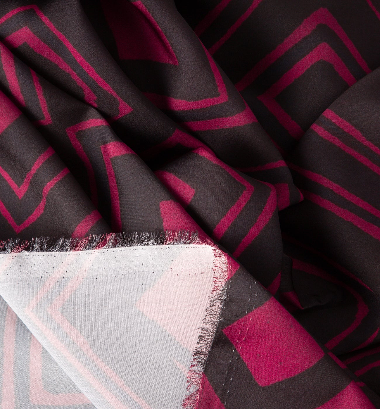 Polyester satin fabric cut - Black print