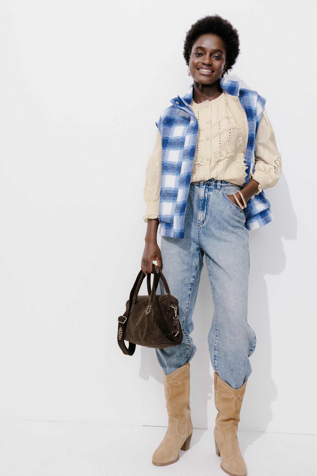 Lace knit cardigan - Ecru