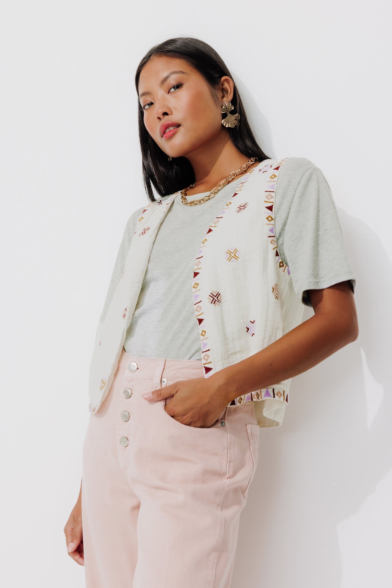 Embroidered bolero - Multicolour print