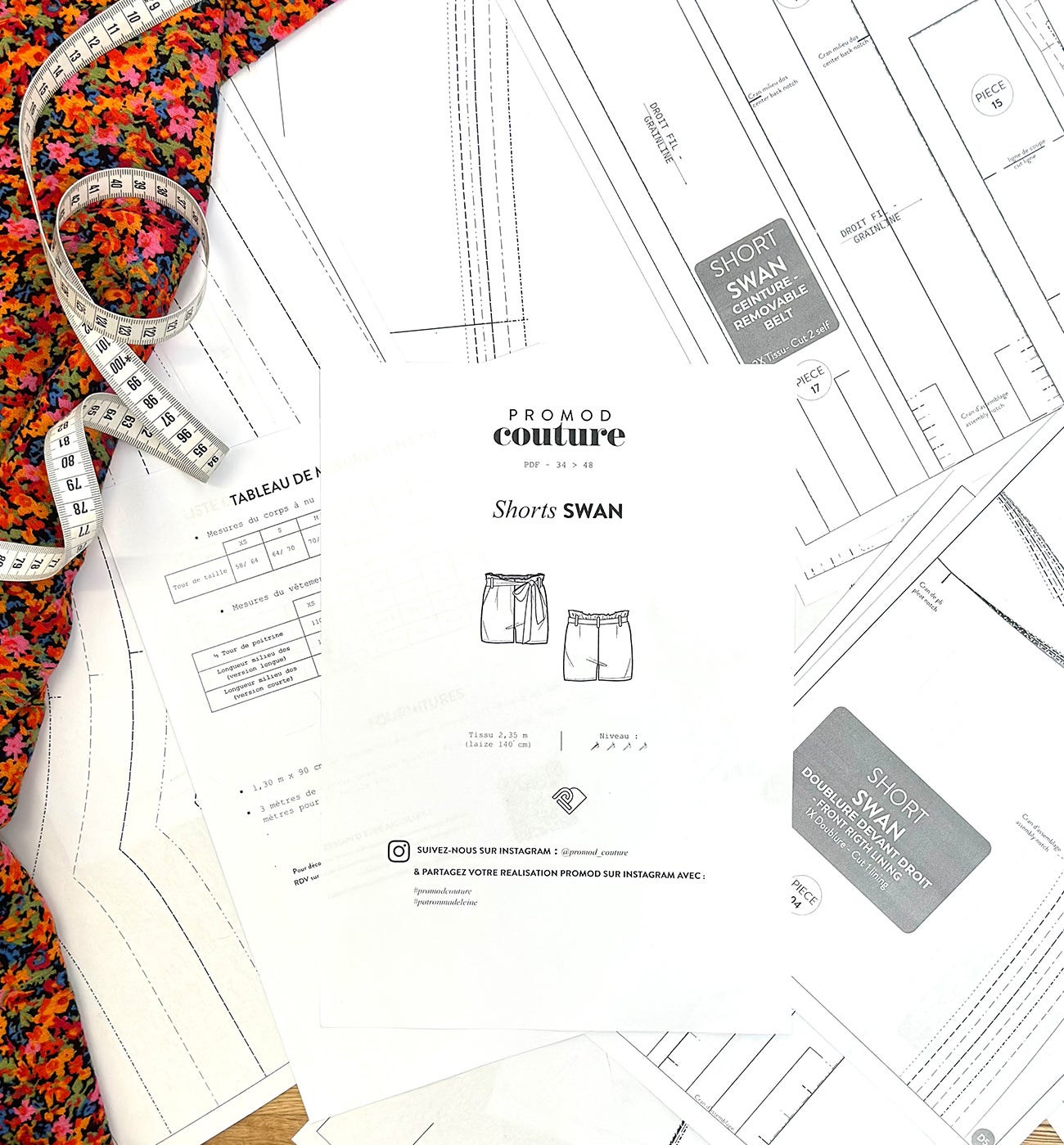 SWAN shorts PDF sewing pattern - Sans coloris