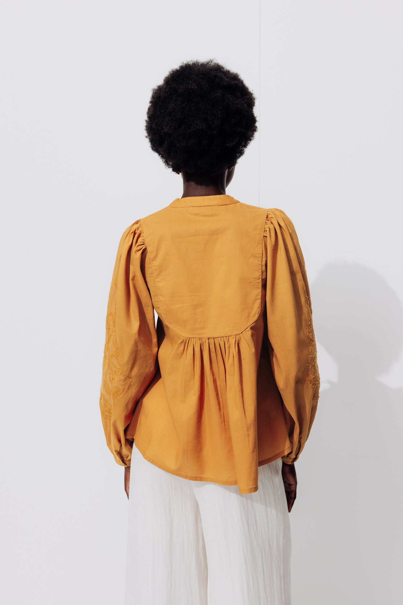 Embroidered blouse - Ochre