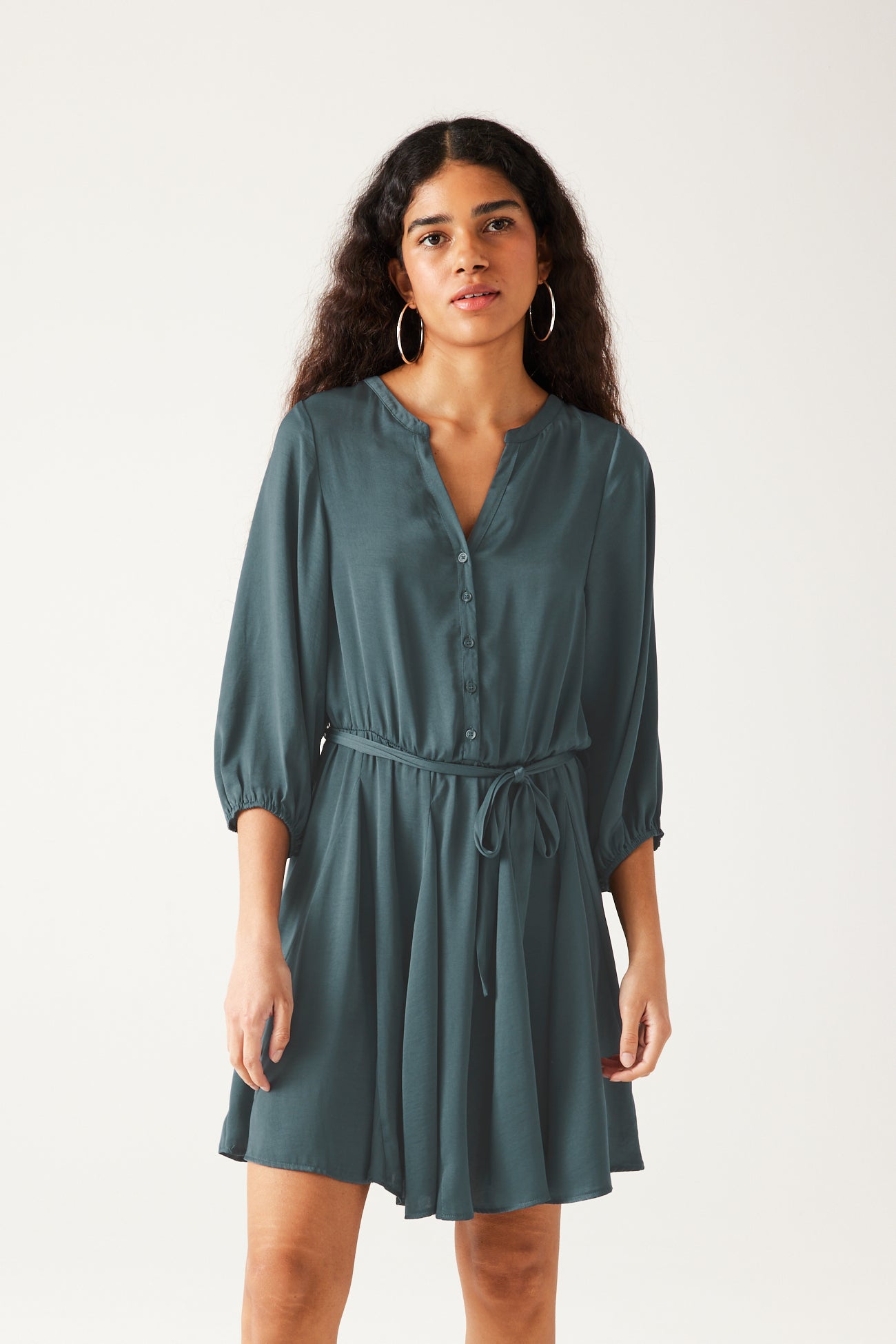 Short satin dress - Turquoise