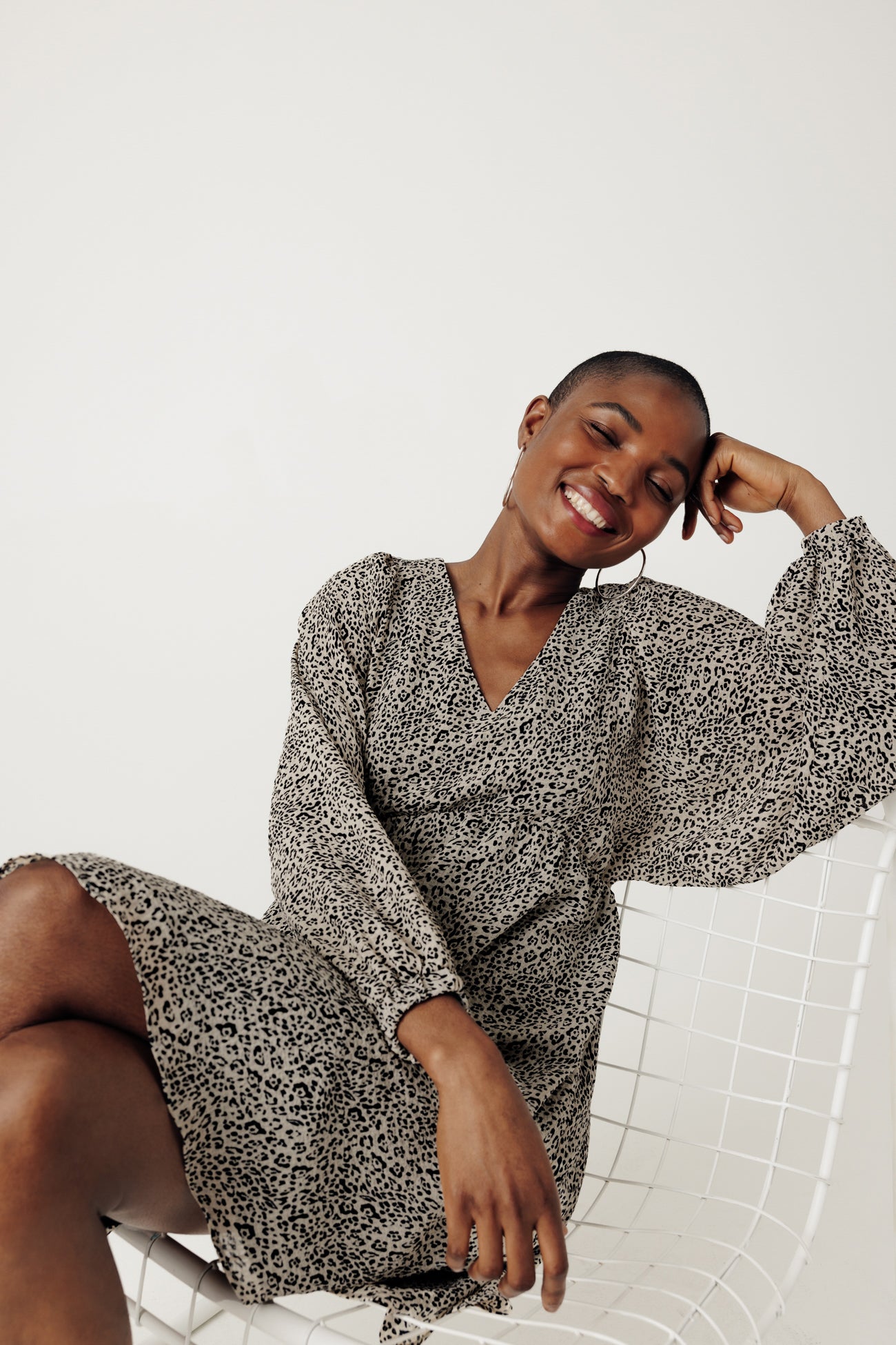 Short flared dress - Black print